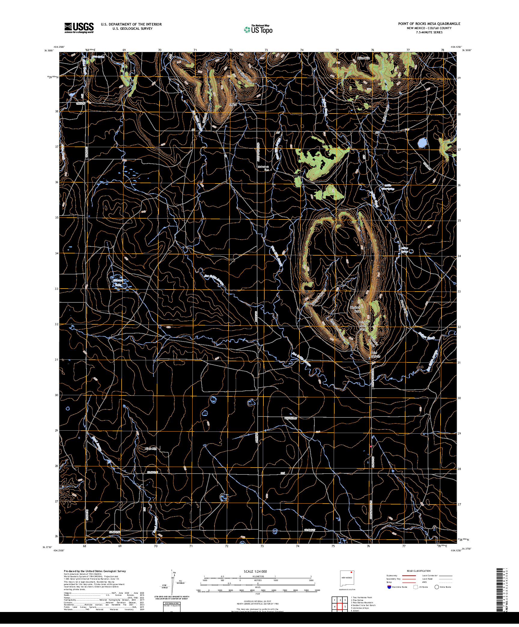 US TOPO 7.5-MINUTE MAP FOR POINT OF ROCKS MESA, NM