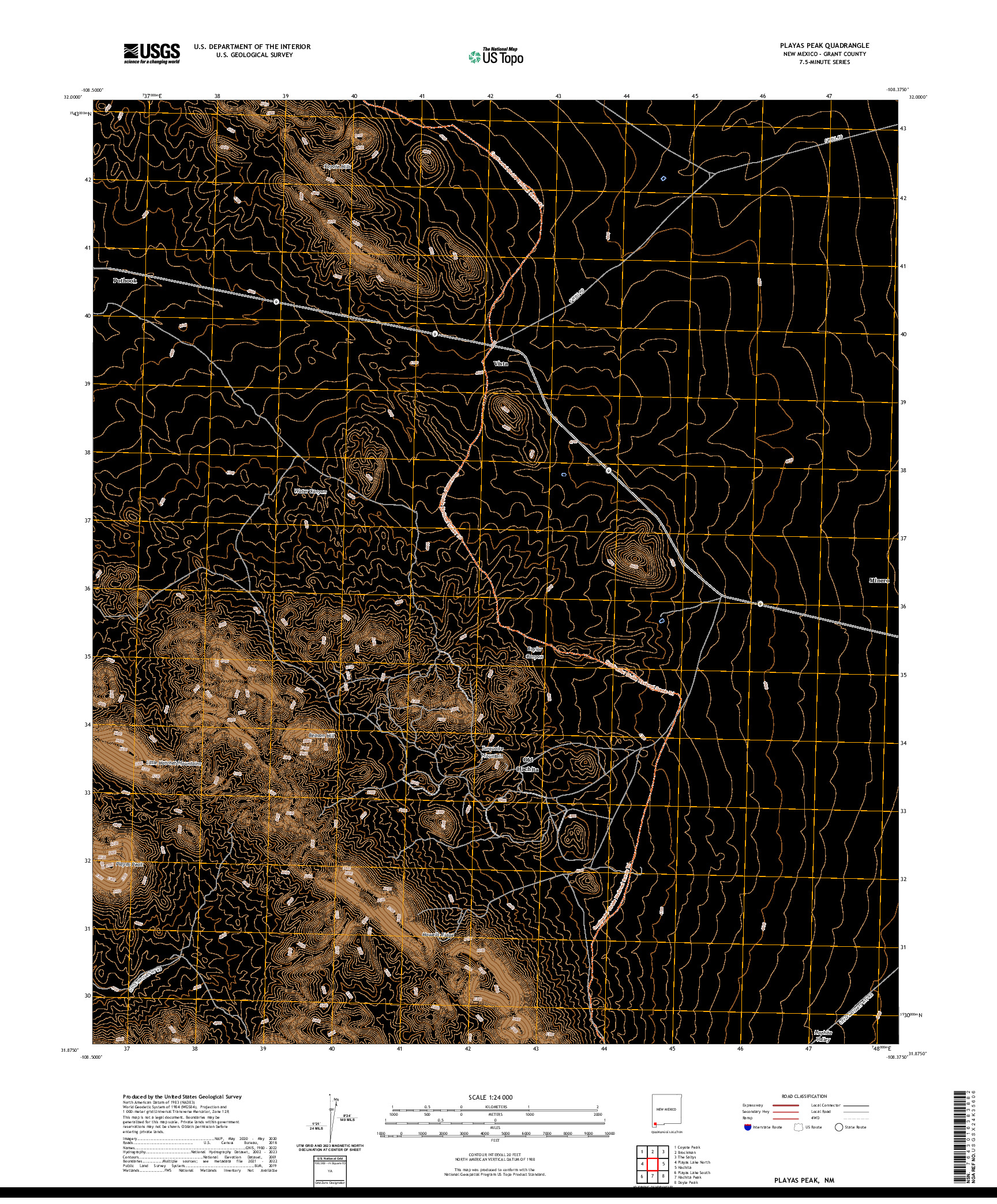 US TOPO 7.5-MINUTE MAP FOR PLAYAS PEAK, NM