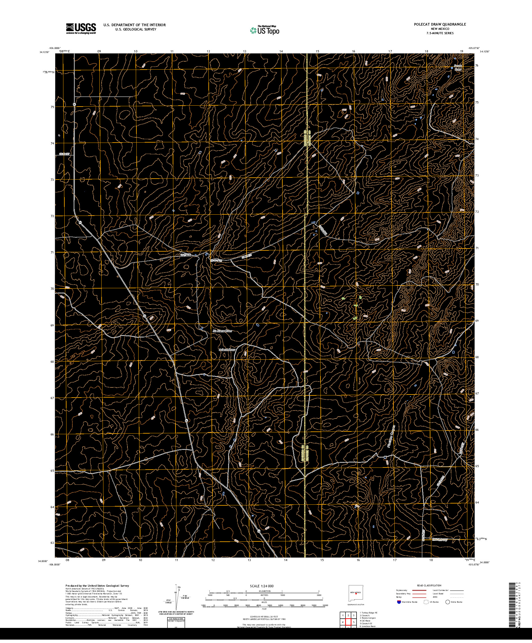 US TOPO 7.5-MINUTE MAP FOR POLECAT DRAW, NM