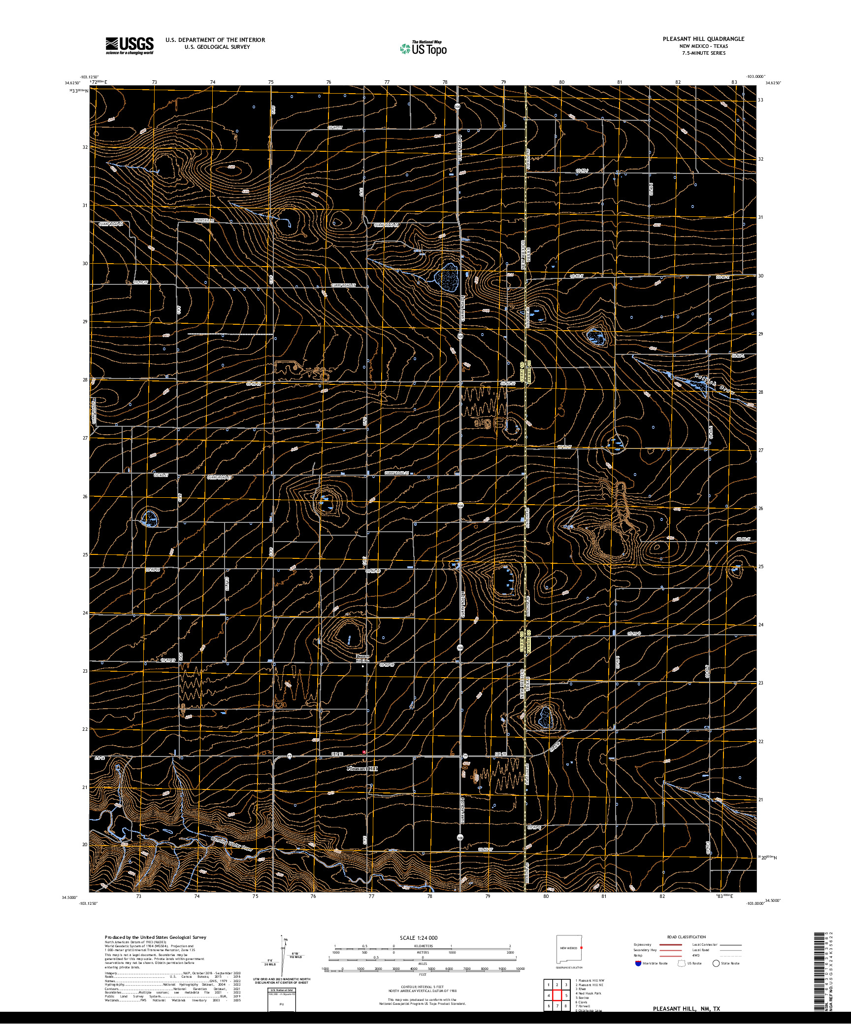 US TOPO 7.5-MINUTE MAP FOR PLEASANT HILL, NM,TX