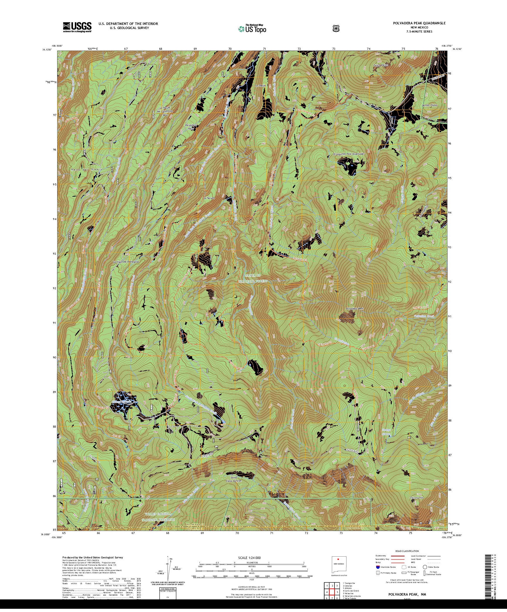 US TOPO 7.5-MINUTE MAP FOR POLVADERA PEAK, NM