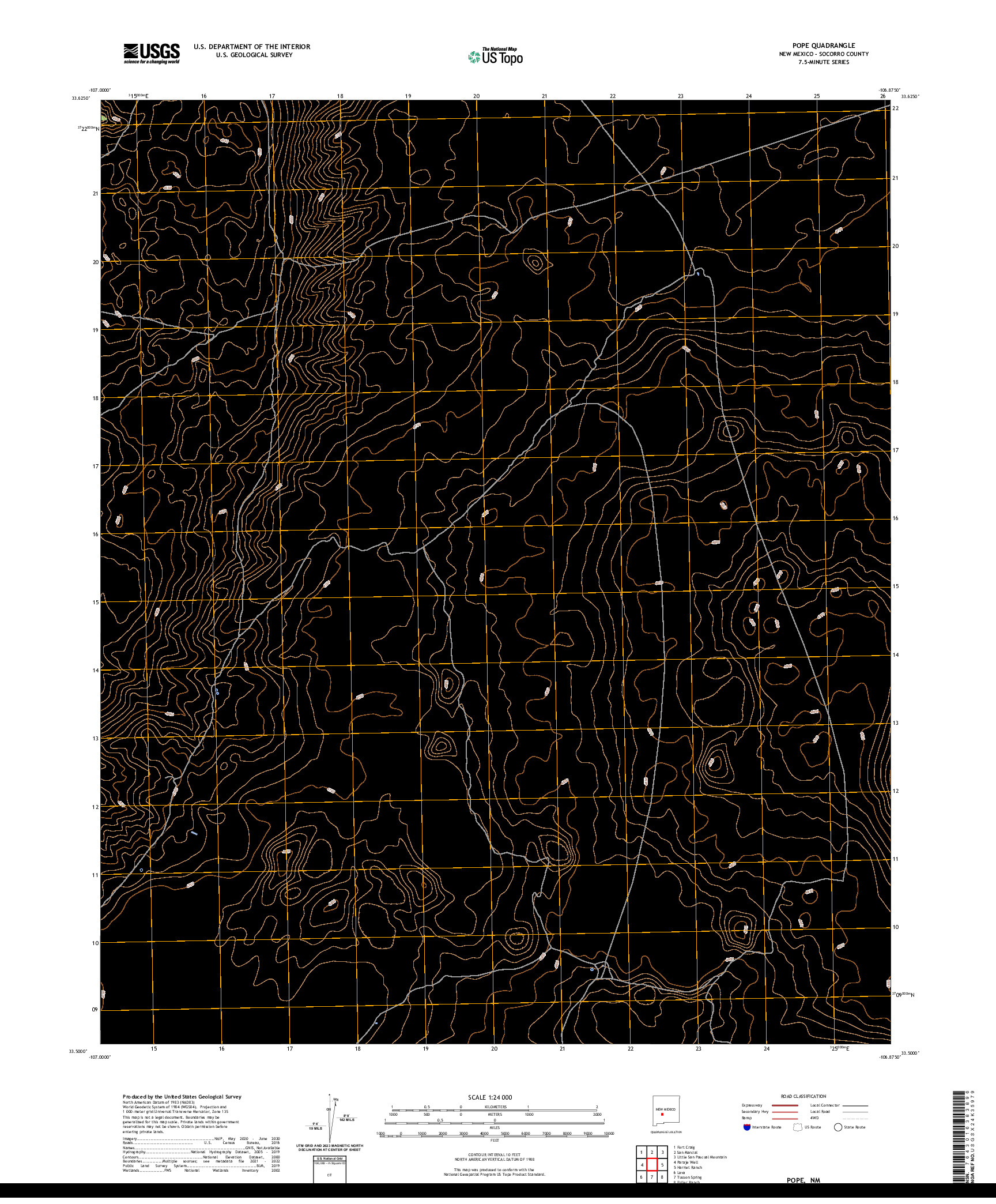 US TOPO 7.5-MINUTE MAP FOR POPE, NM