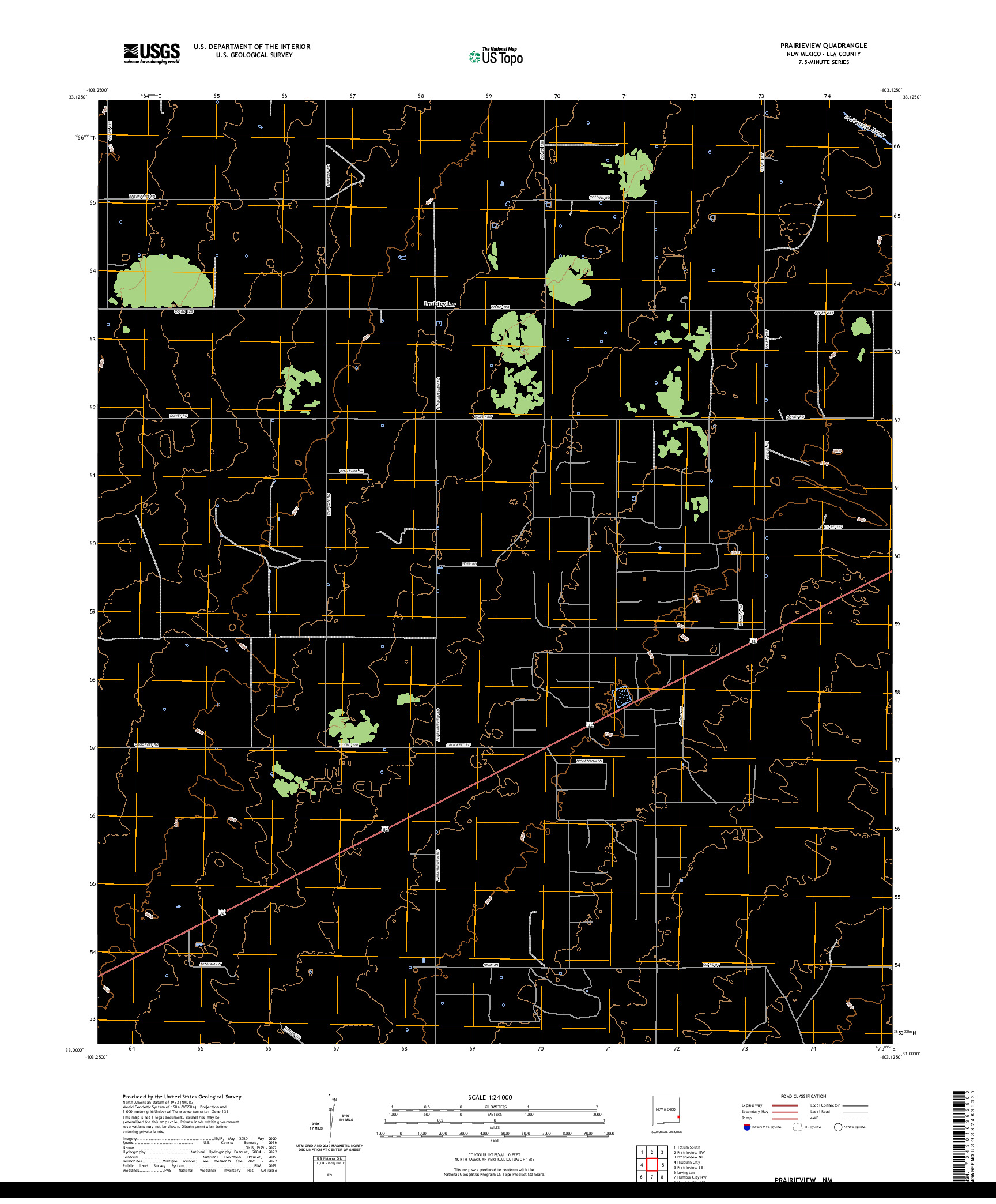 US TOPO 7.5-MINUTE MAP FOR PRAIRIEVIEW, NM