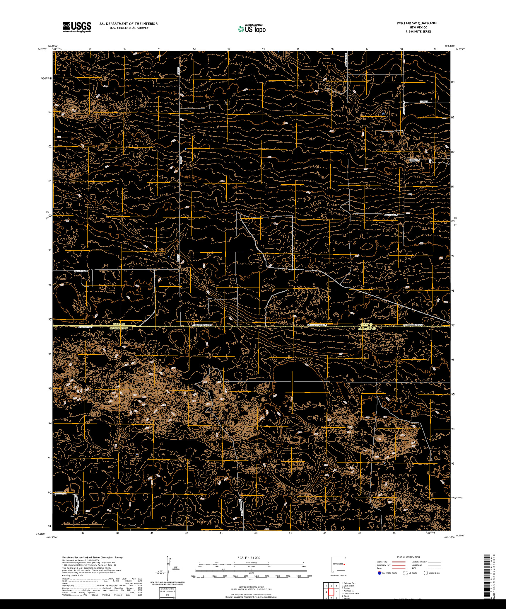 US TOPO 7.5-MINUTE MAP FOR PORTAIR SW, NM