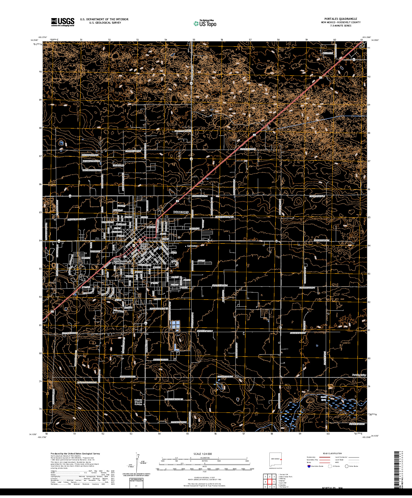 US TOPO 7.5-MINUTE MAP FOR PORTALES, NM