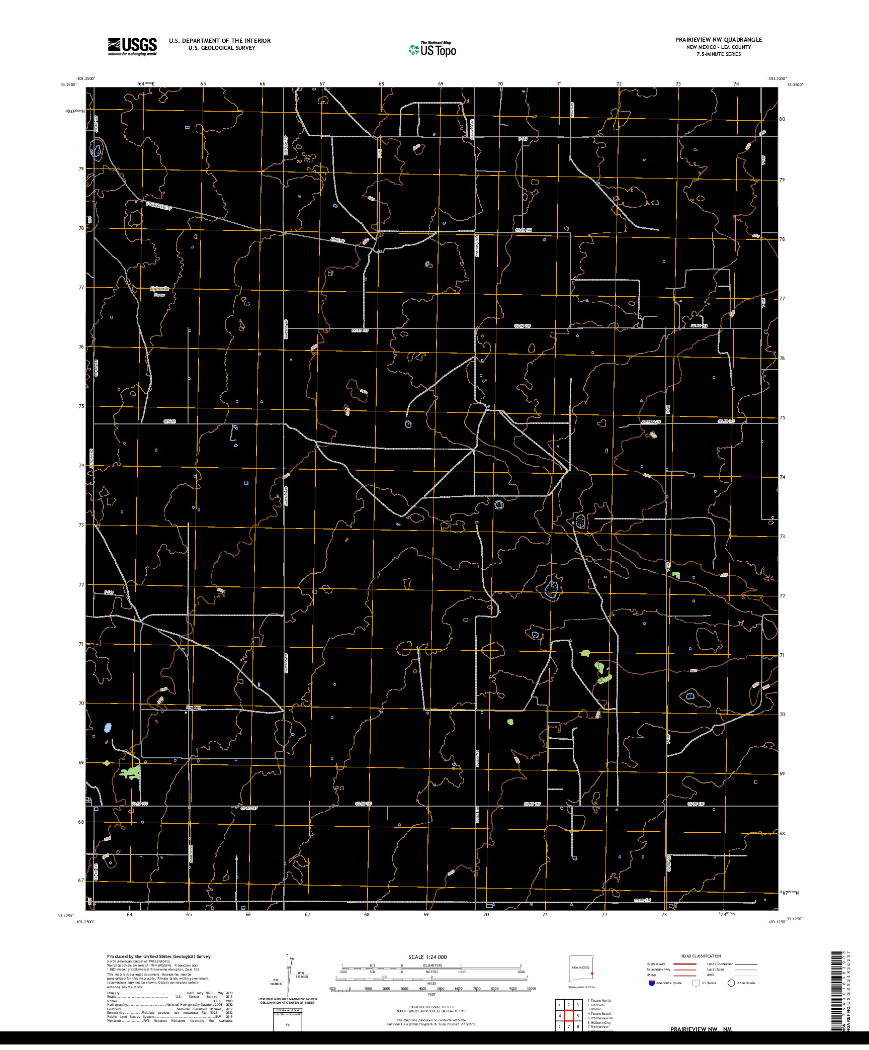 US TOPO 7.5-MINUTE MAP FOR PRAIRIEVIEW NW, NM