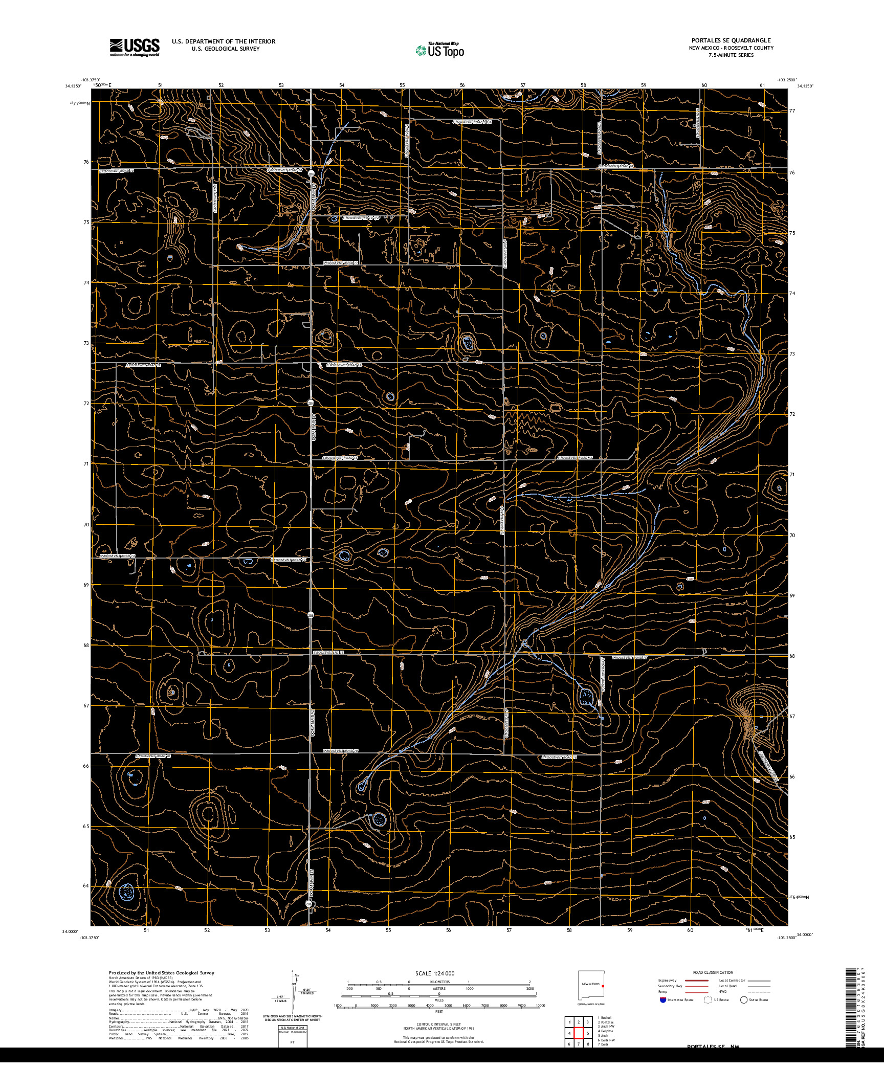 US TOPO 7.5-MINUTE MAP FOR PORTALES SE, NM