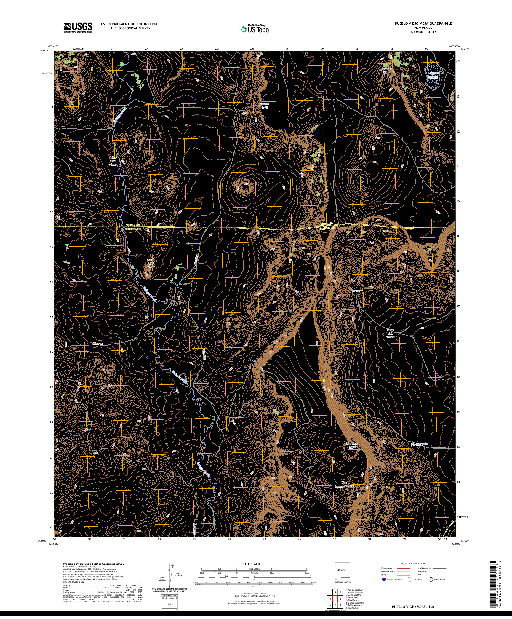 US TOPO 7.5-MINUTE MAP FOR PUEBLO VIEJO MESA, NM