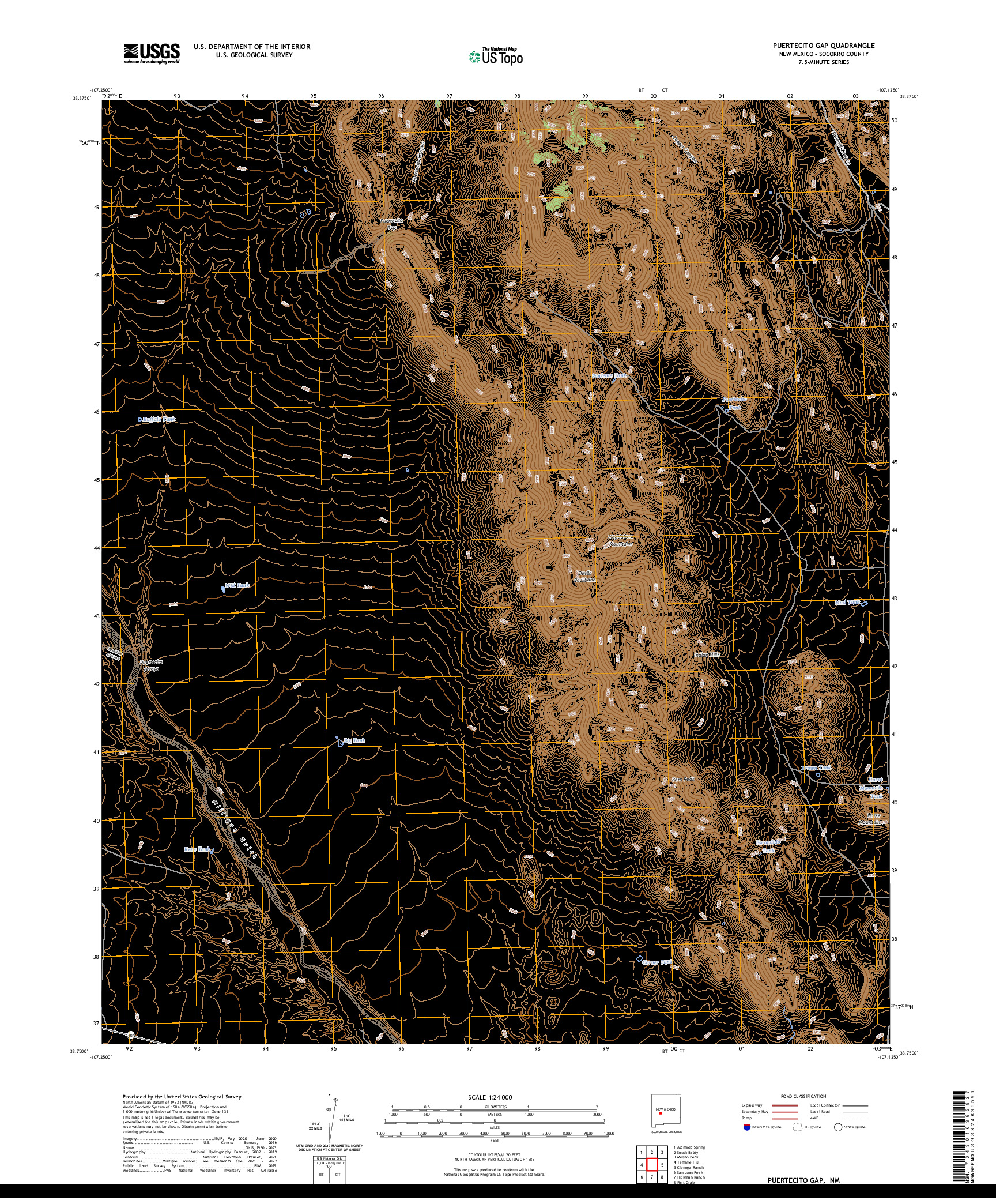 US TOPO 7.5-MINUTE MAP FOR PUERTECITO GAP, NM