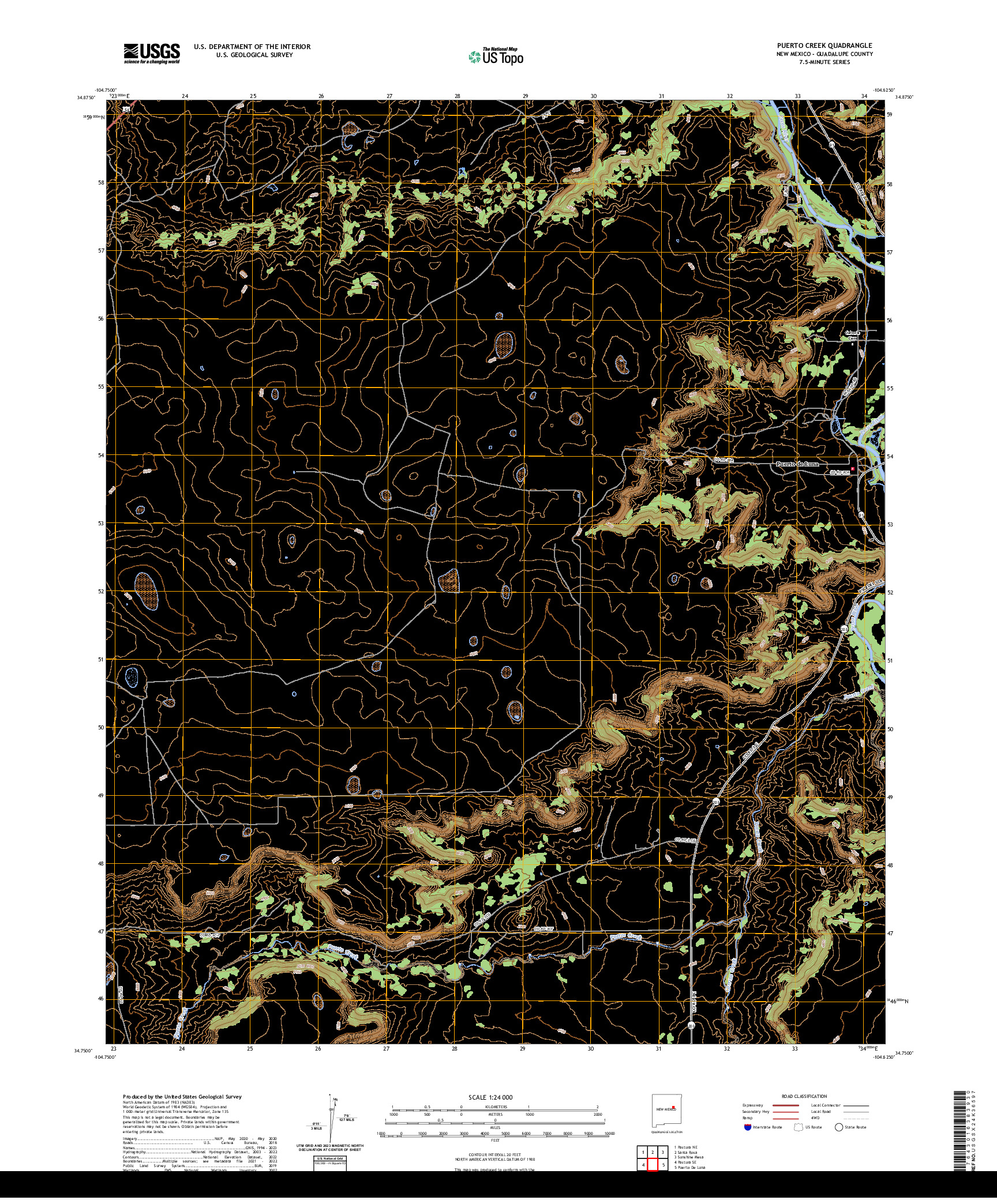 US TOPO 7.5-MINUTE MAP FOR PUERTO CREEK, NM