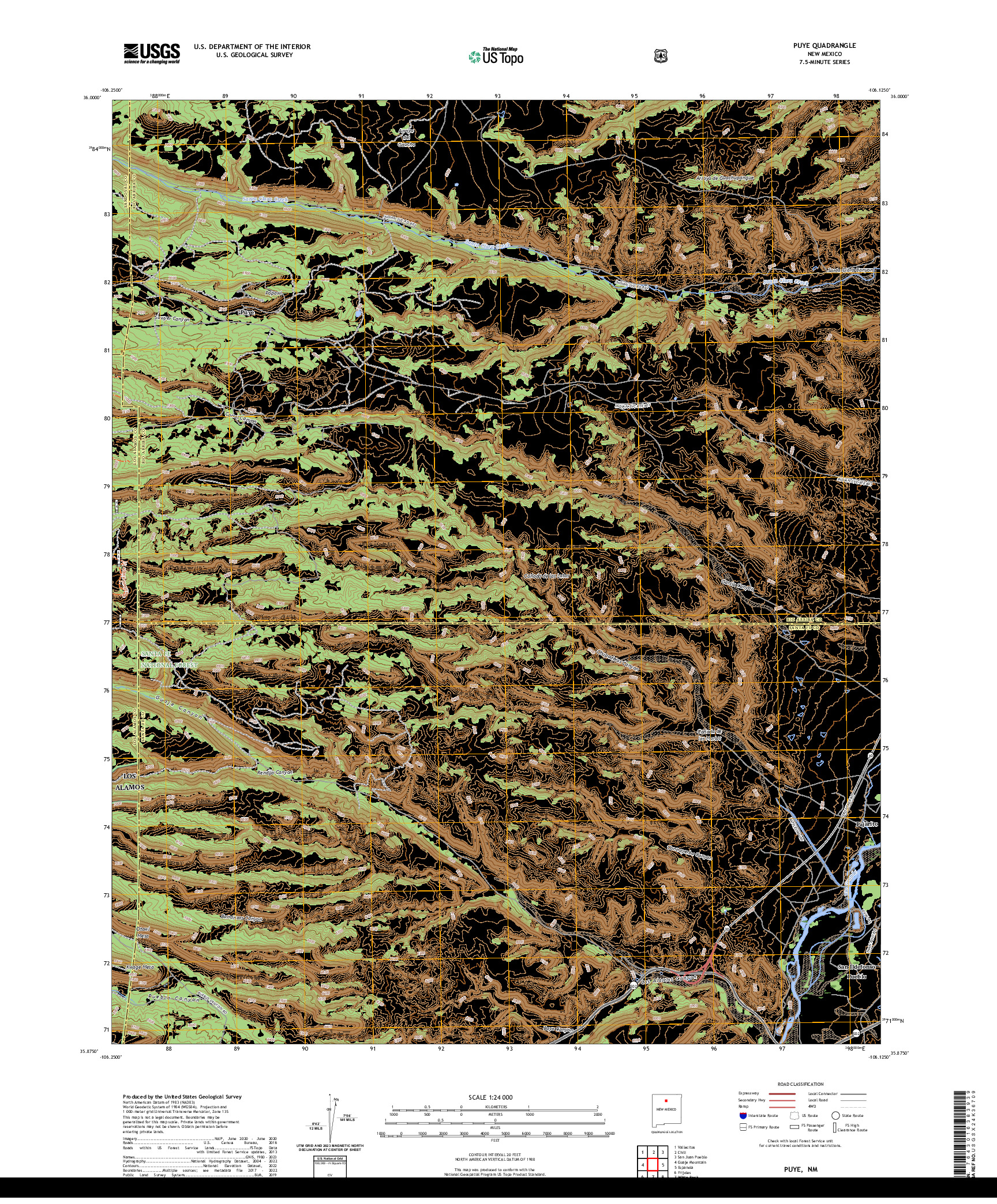 US TOPO 7.5-MINUTE MAP FOR PUYE, NM