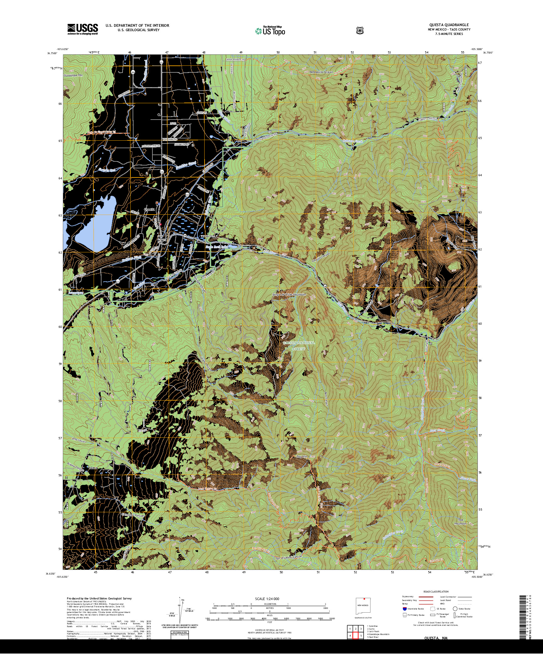 US TOPO 7.5-MINUTE MAP FOR QUESTA, NM