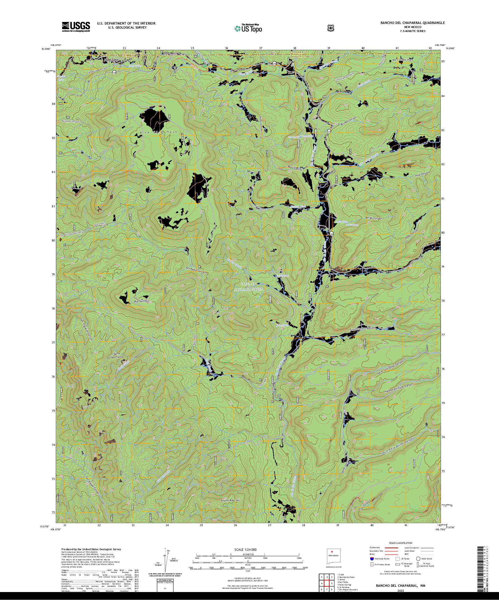 US TOPO 7.5-MINUTE MAP FOR RANCHO DEL CHAPARRAL, NM