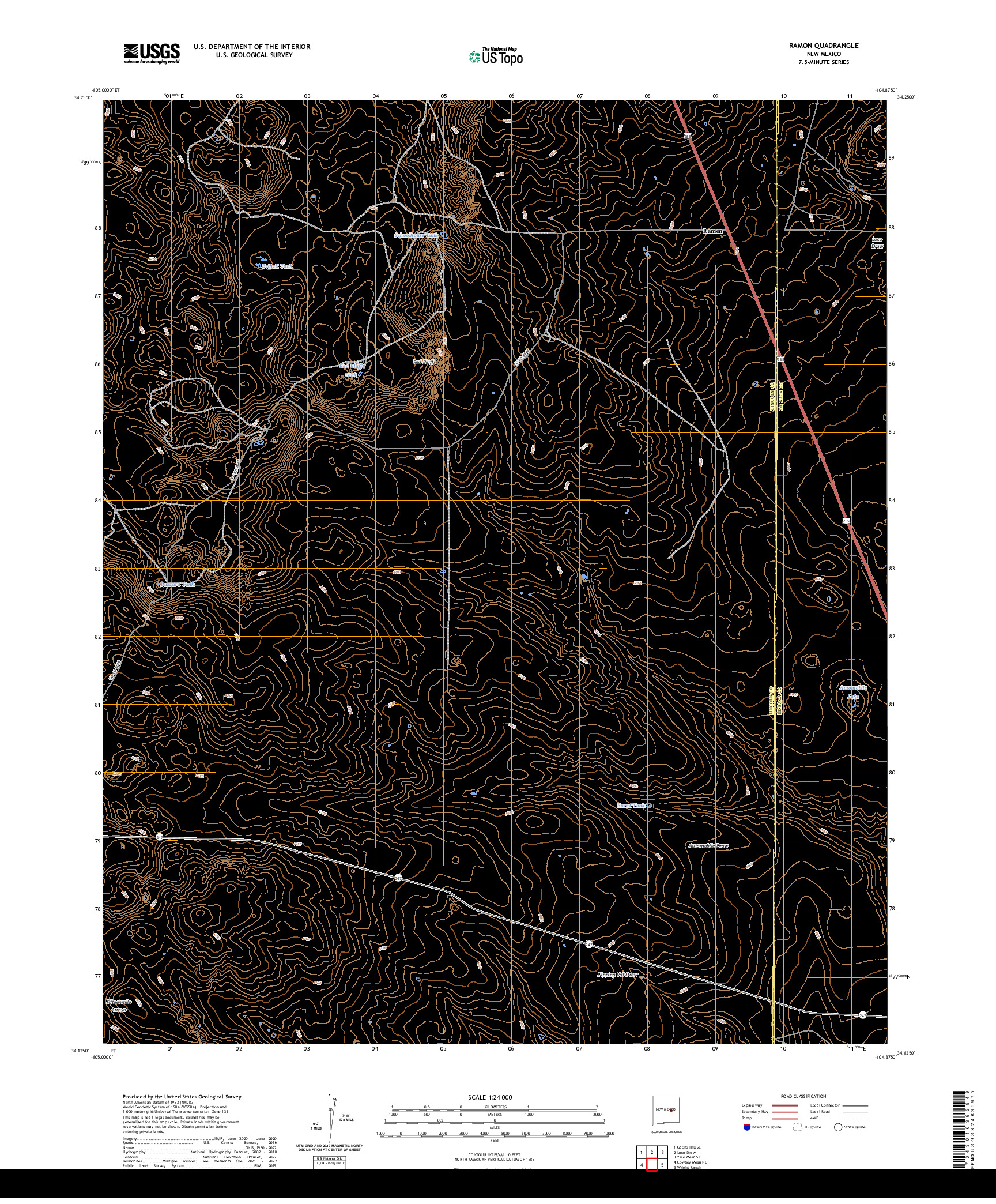 US TOPO 7.5-MINUTE MAP FOR RAMON, NM