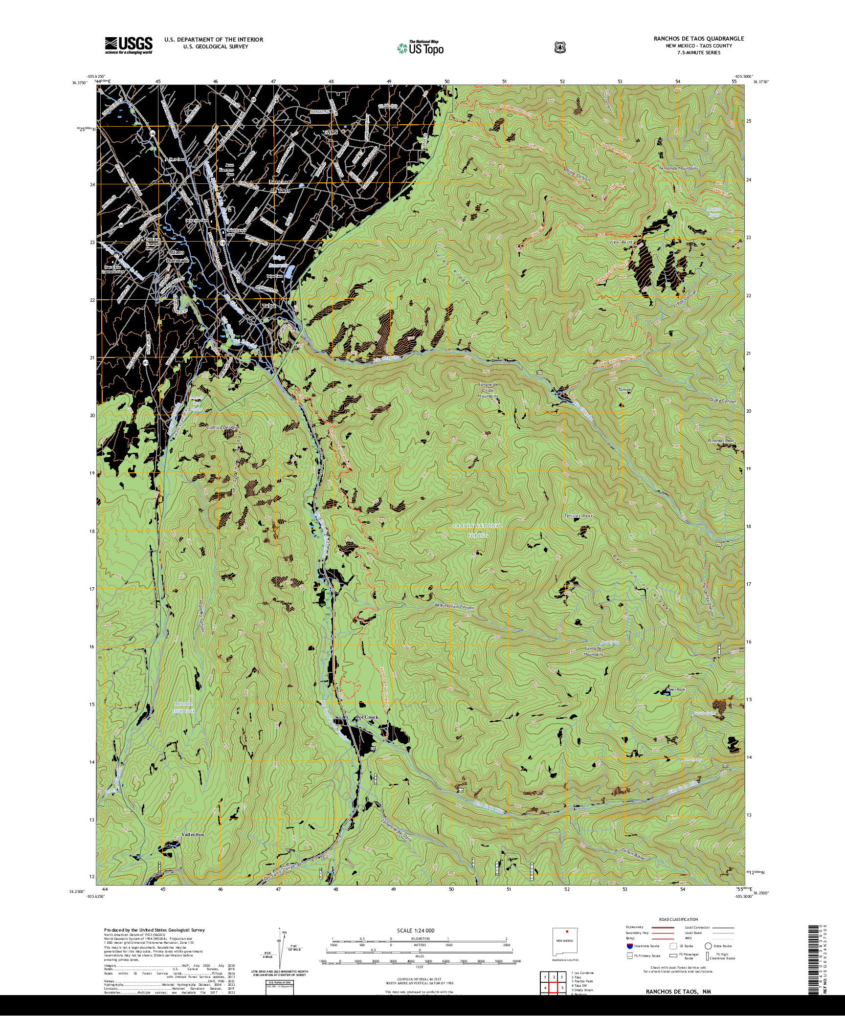 US TOPO 7.5-MINUTE MAP FOR RANCHOS DE TAOS, NM