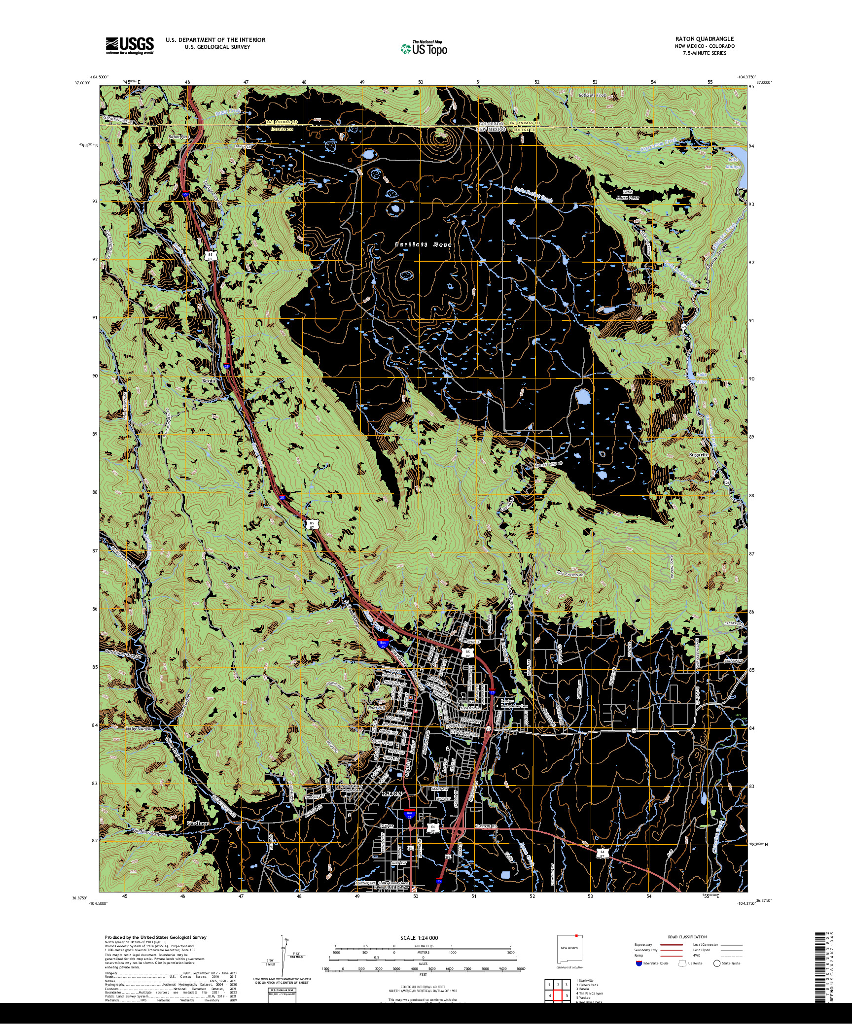 US TOPO 7.5-MINUTE MAP FOR RATON, NM,CO