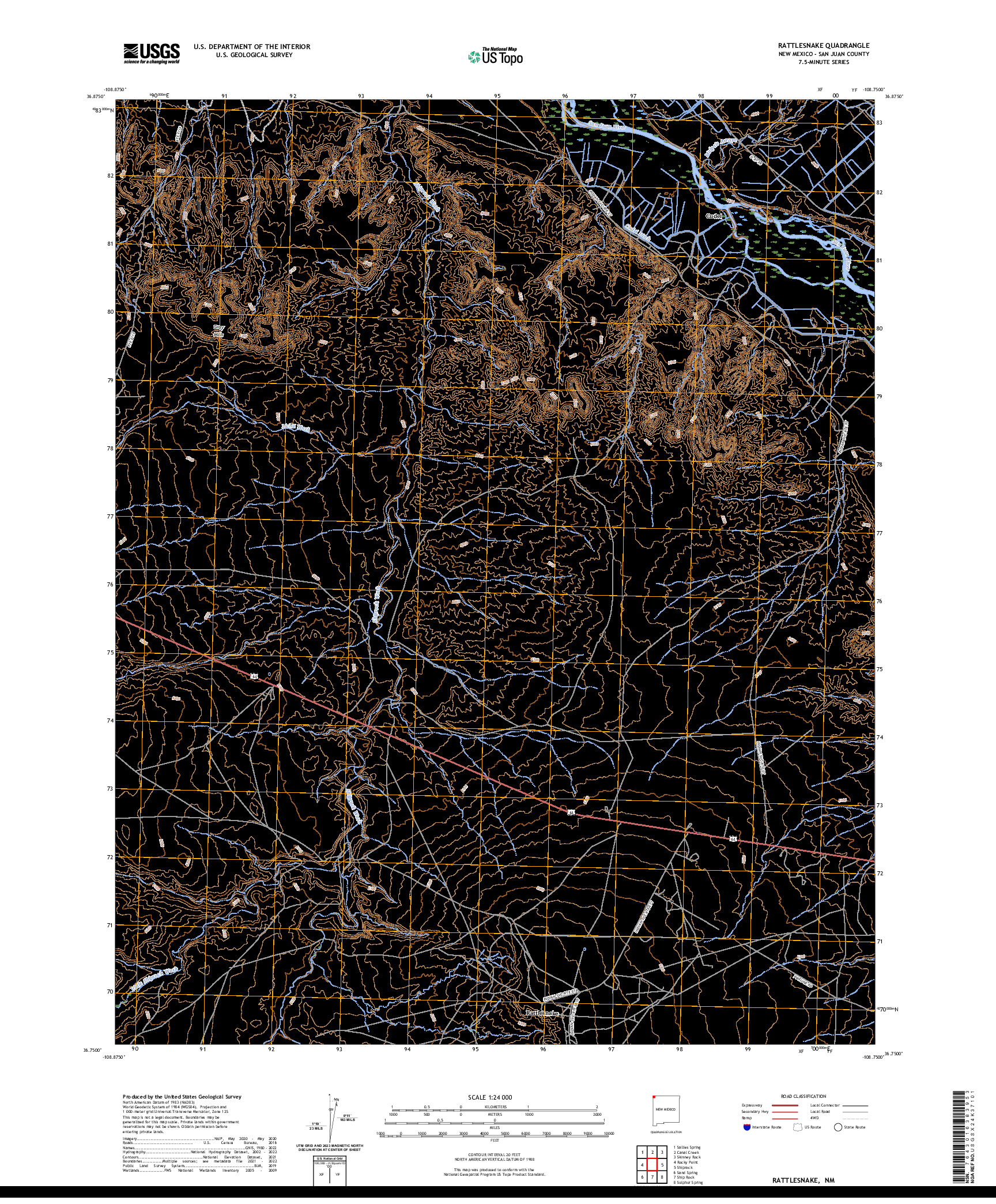 US TOPO 7.5-MINUTE MAP FOR RATTLESNAKE, NM