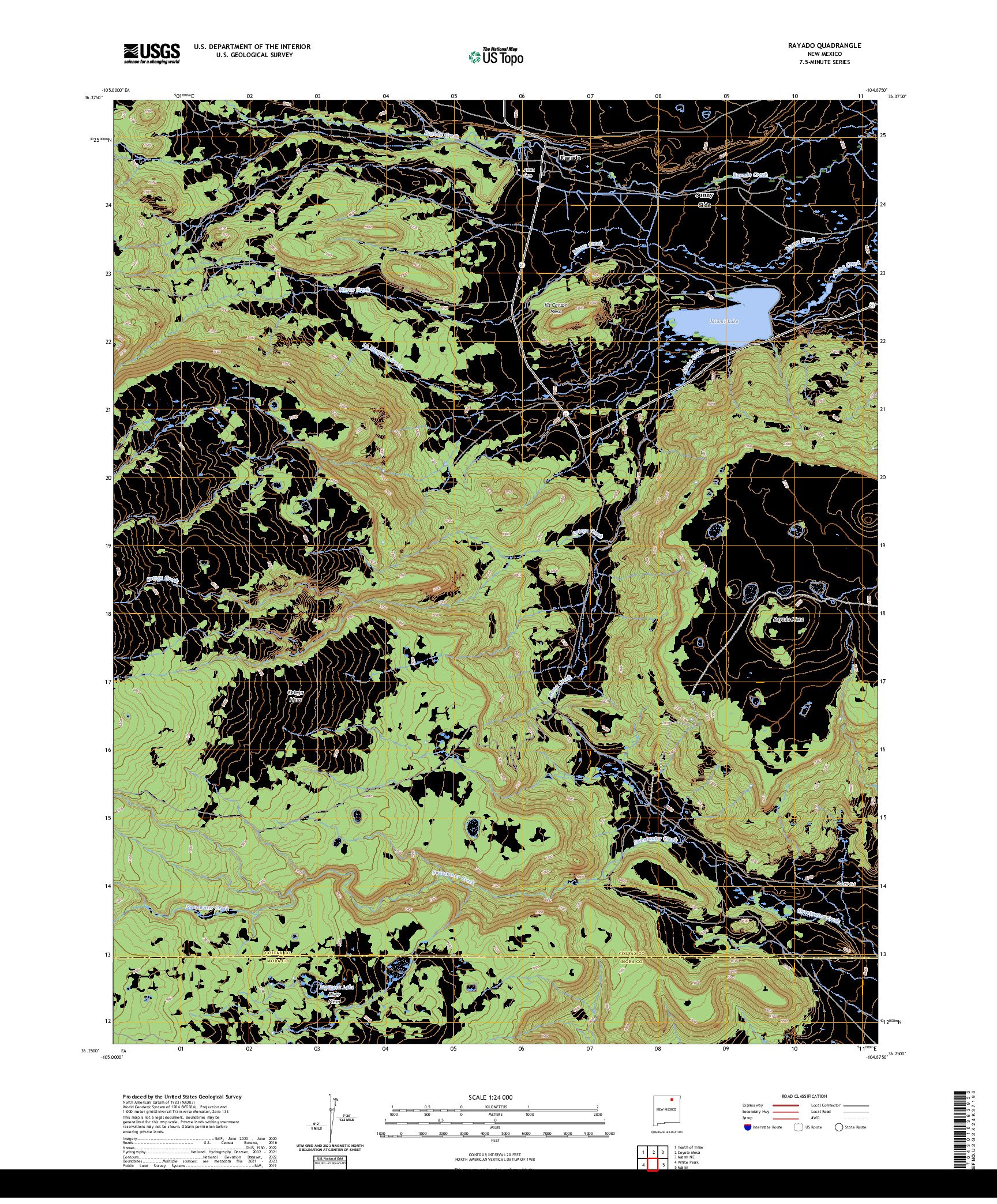 US TOPO 7.5-MINUTE MAP FOR RAYADO, NM