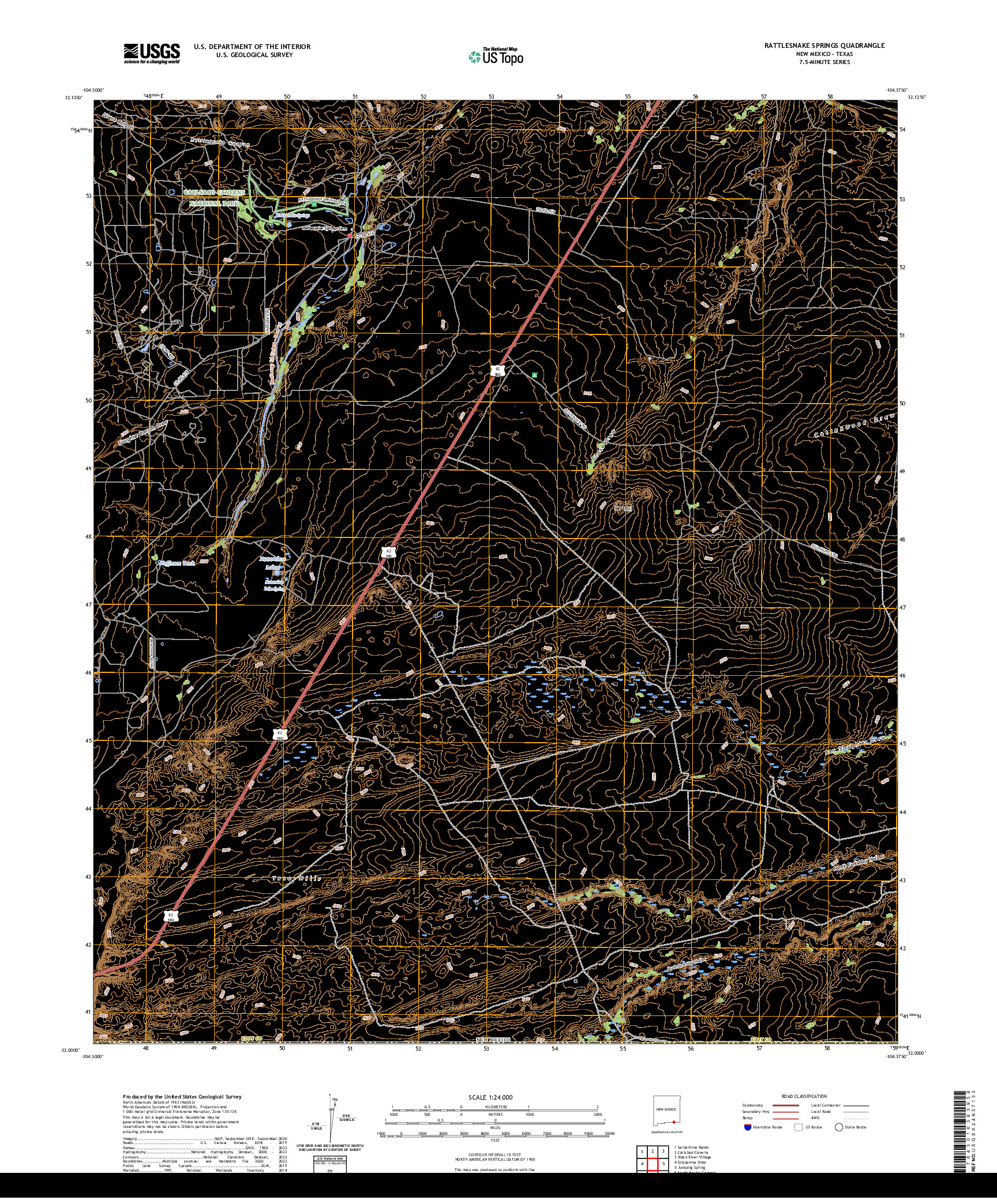 US TOPO 7.5-MINUTE MAP FOR RATTLESNAKE SPRINGS, NM,TX