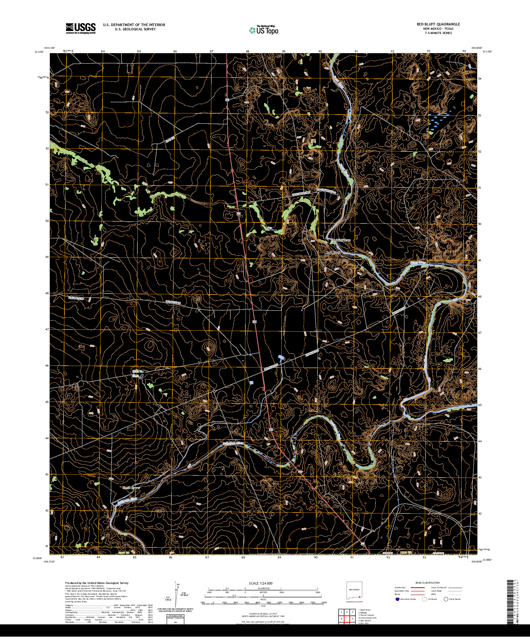 US TOPO 7.5-MINUTE MAP FOR RED BLUFF, NM,TX