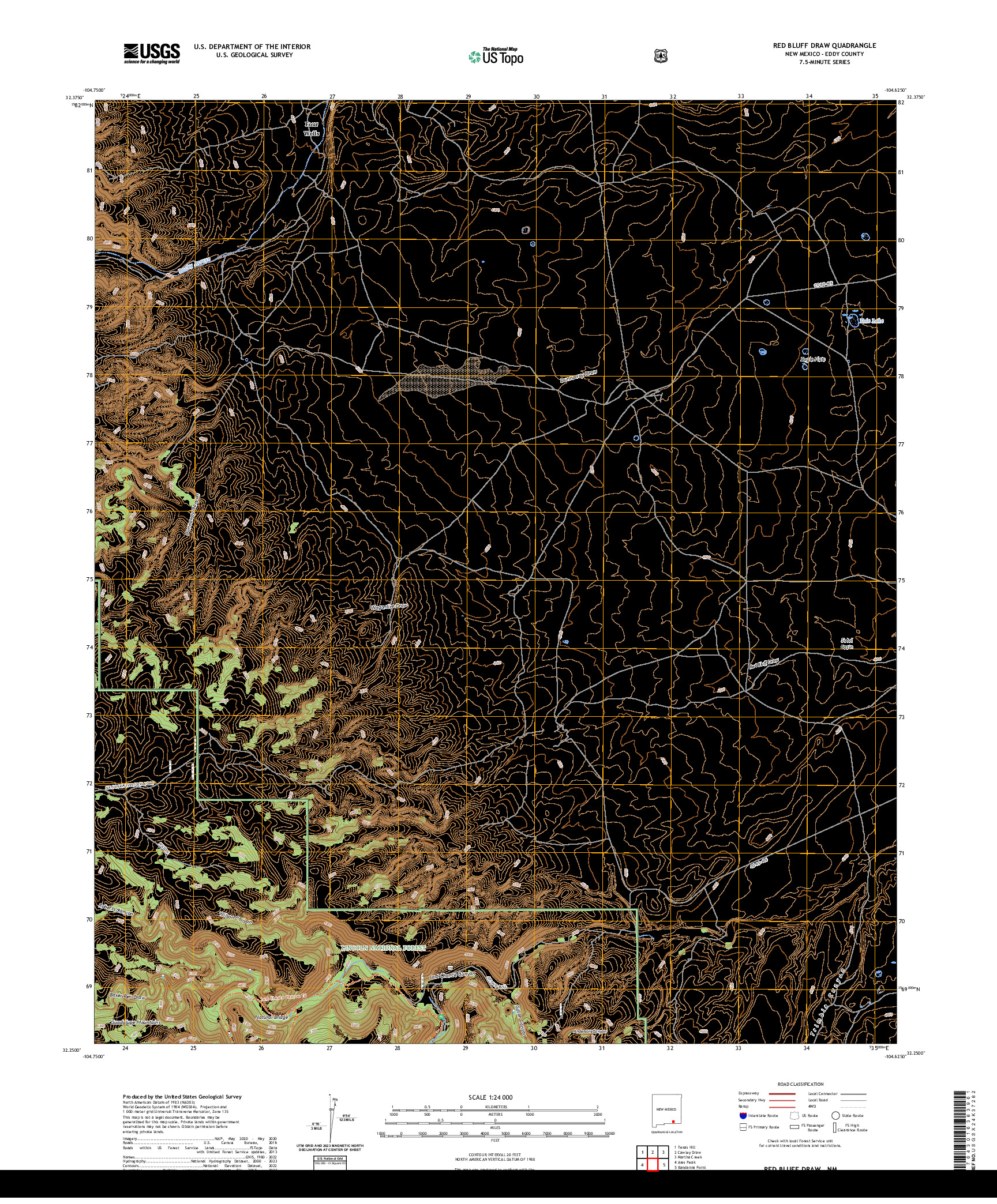 US TOPO 7.5-MINUTE MAP FOR RED BLUFF DRAW, NM