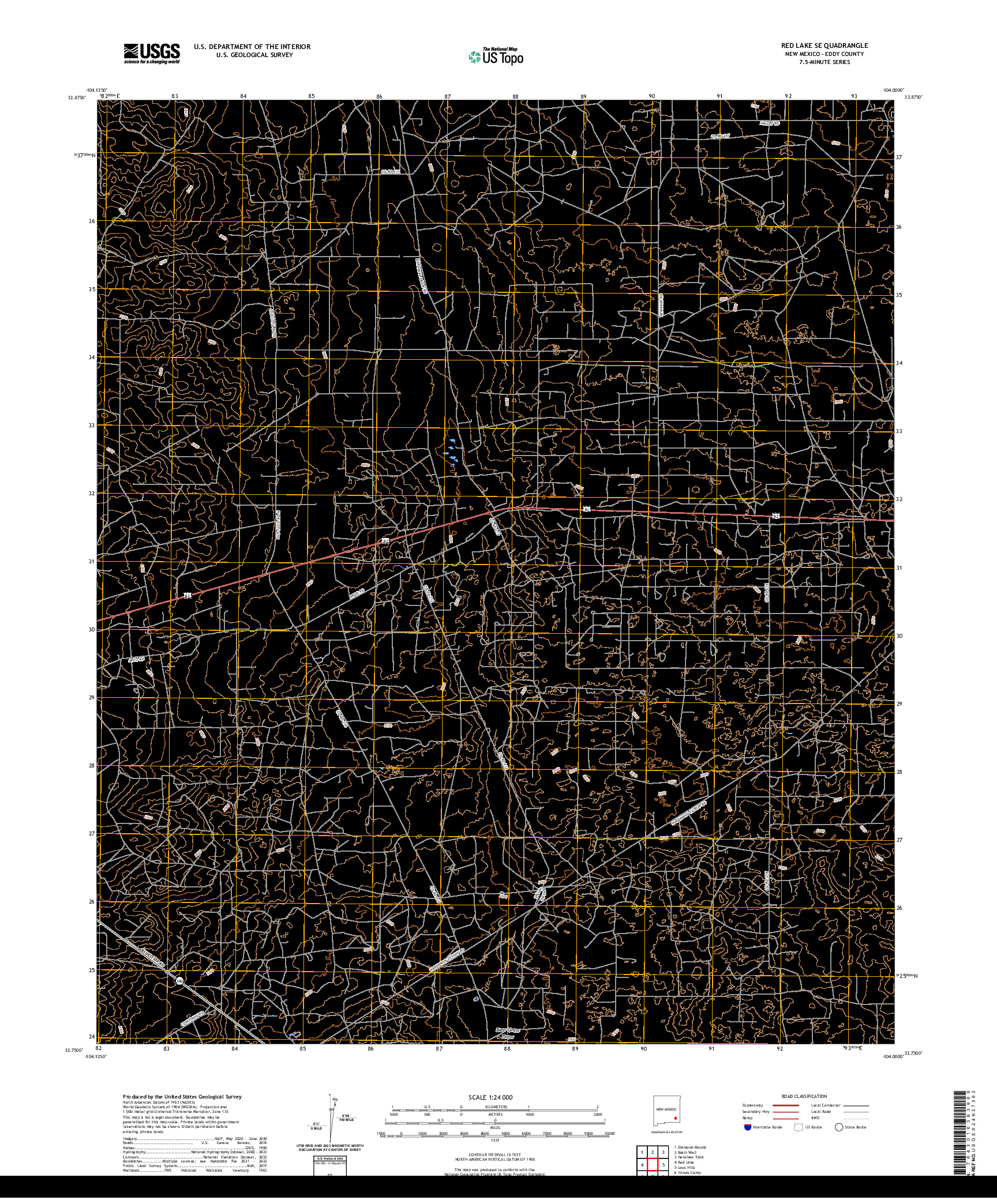 US TOPO 7.5-MINUTE MAP FOR RED LAKE SE, NM