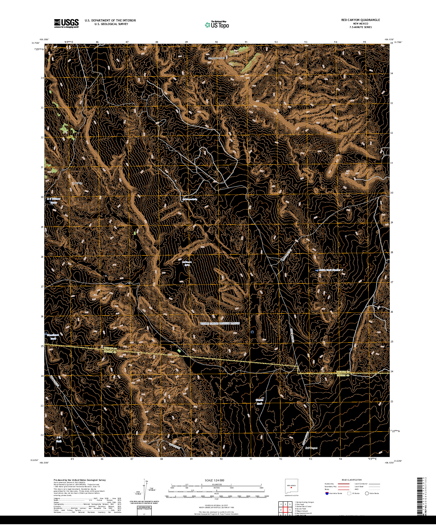 US TOPO 7.5-MINUTE MAP FOR RED CANYON, NM