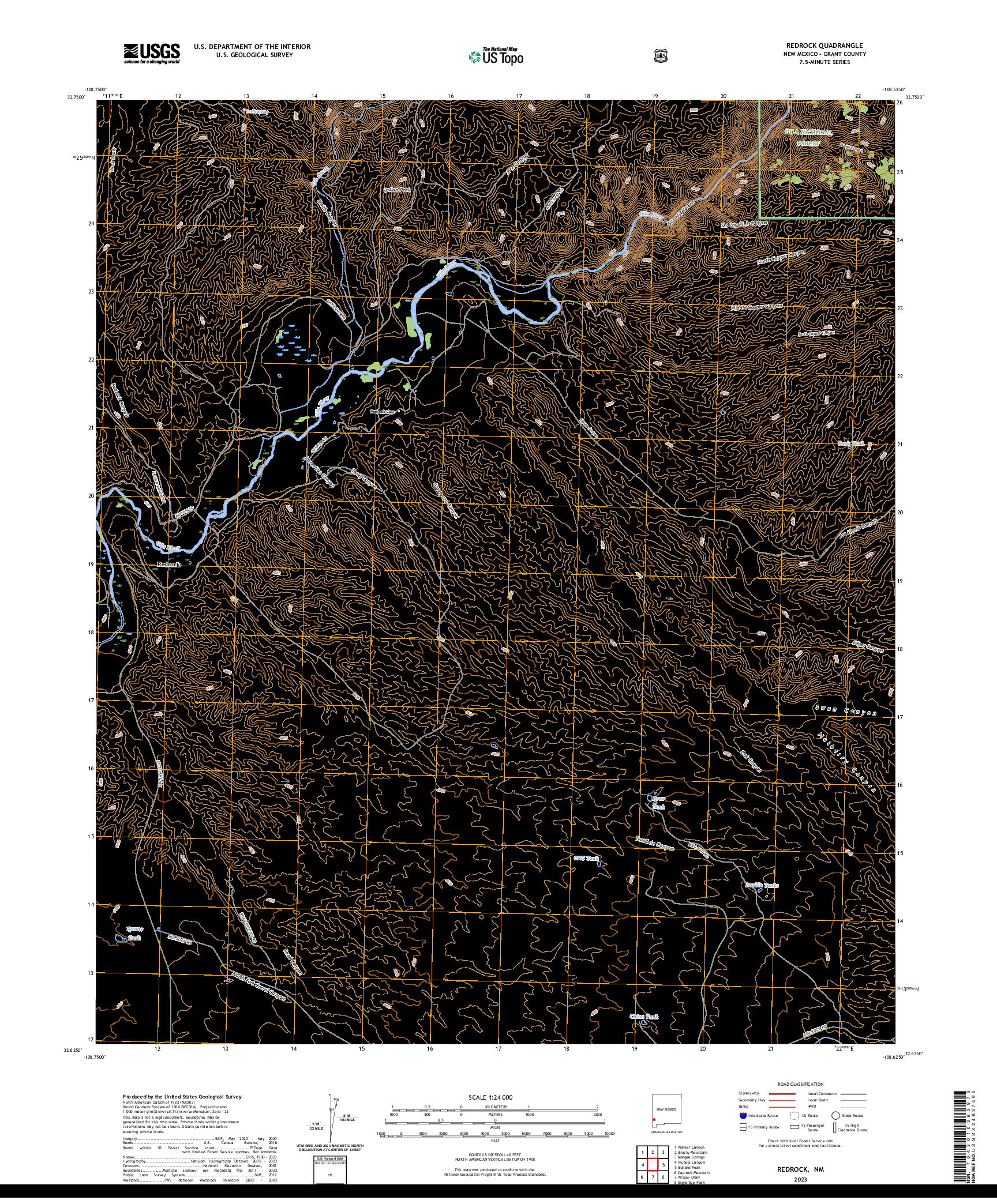 US TOPO 7.5-MINUTE MAP FOR REDROCK, NM