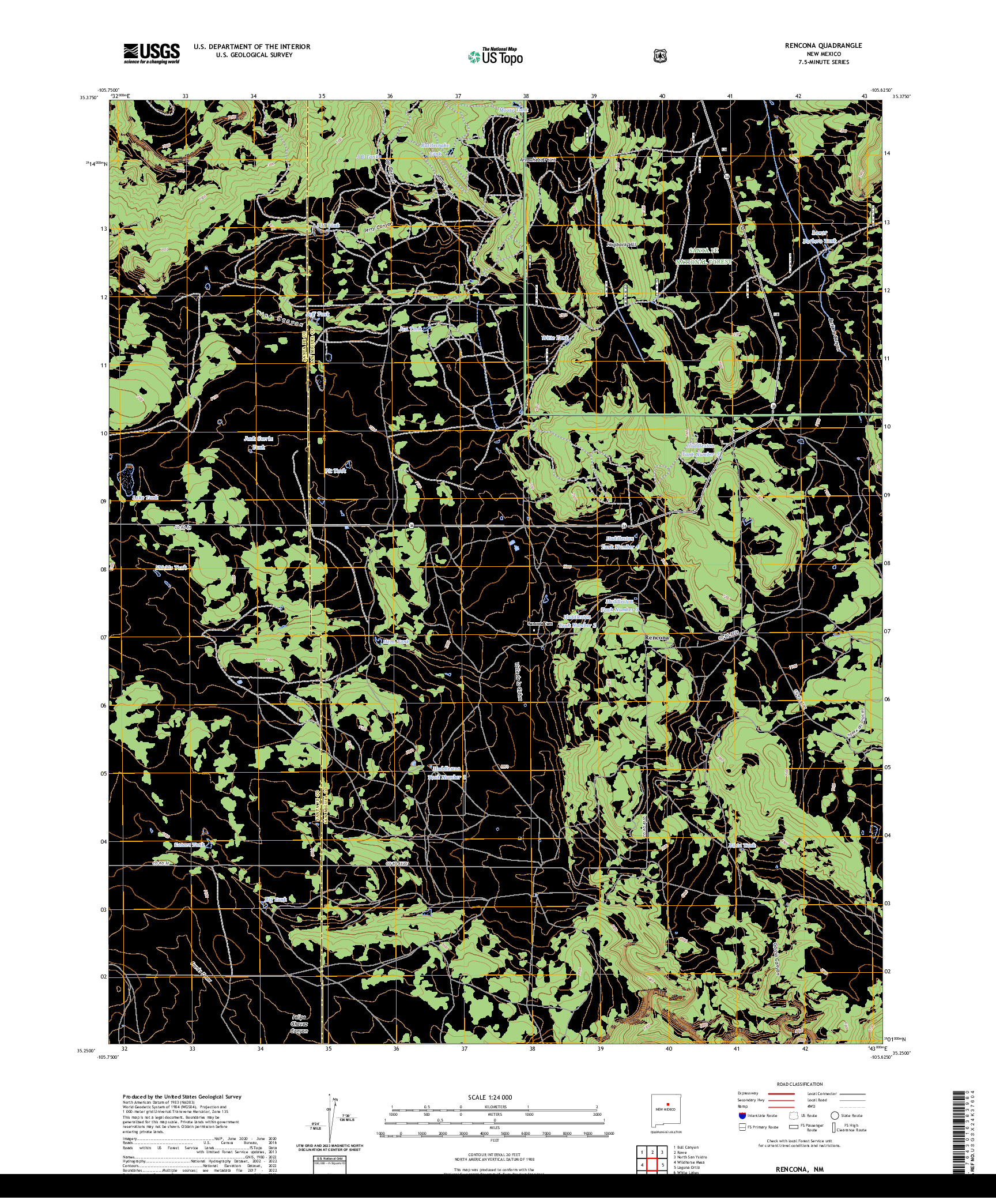 US TOPO 7.5-MINUTE MAP FOR RENCONA, NM