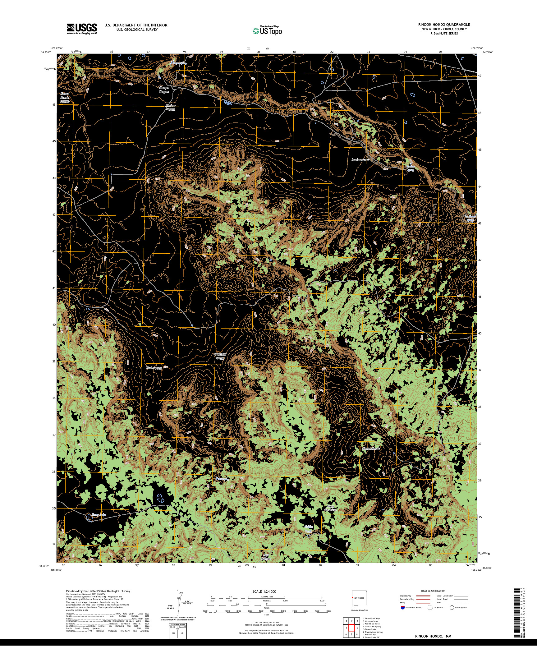 US TOPO 7.5-MINUTE MAP FOR RINCON HONDO, NM