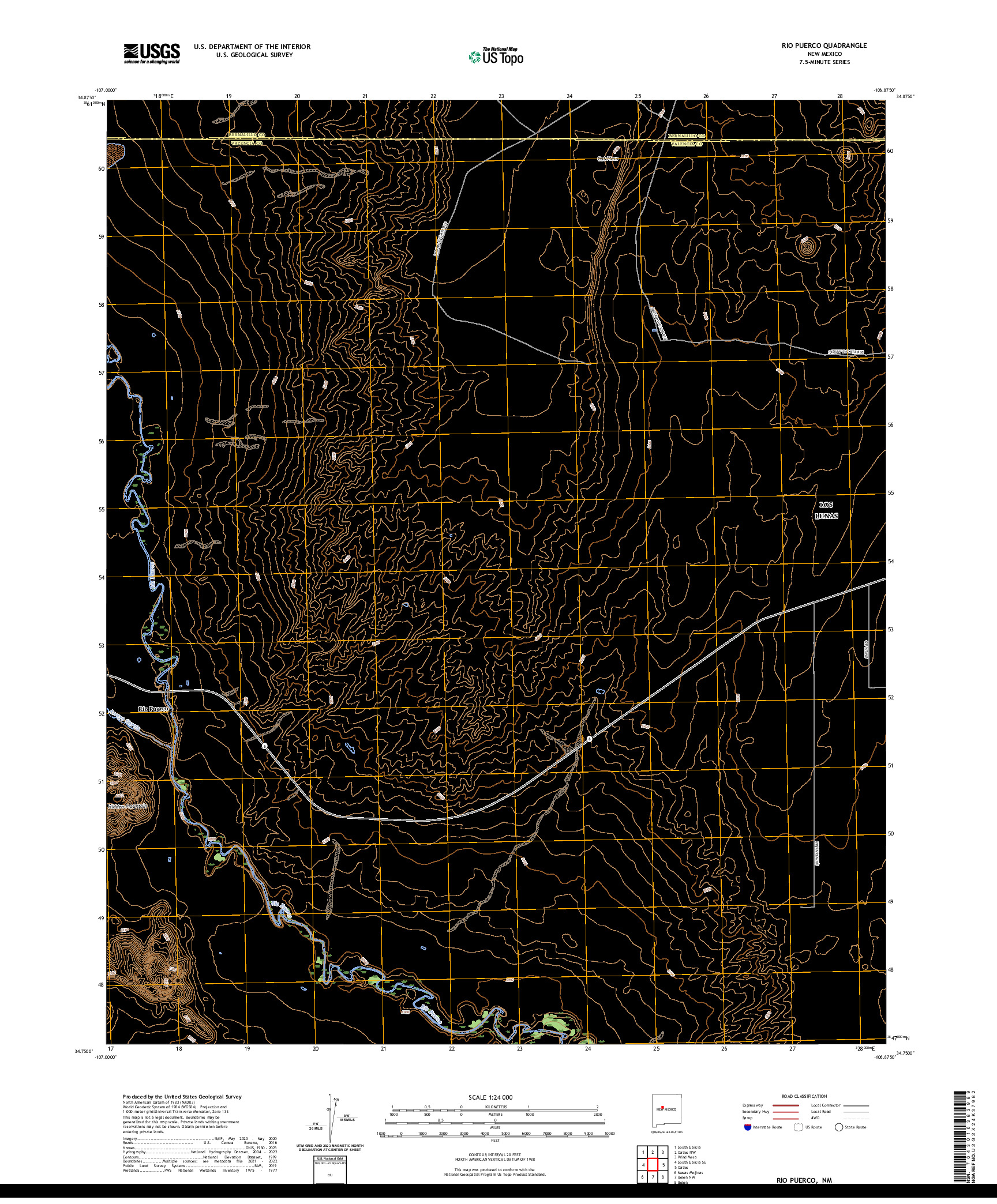 US TOPO 7.5-MINUTE MAP FOR RIO PUERCO, NM