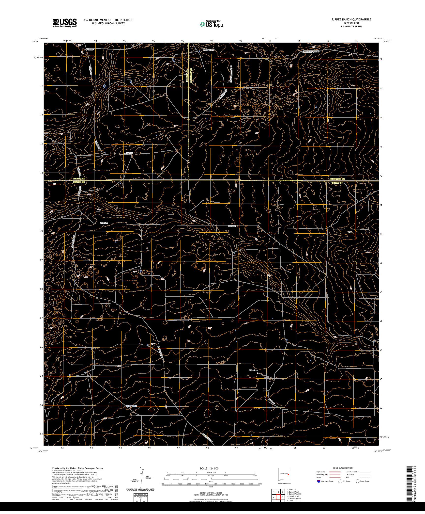 US TOPO 7.5-MINUTE MAP FOR RIPPEE RANCH, NM