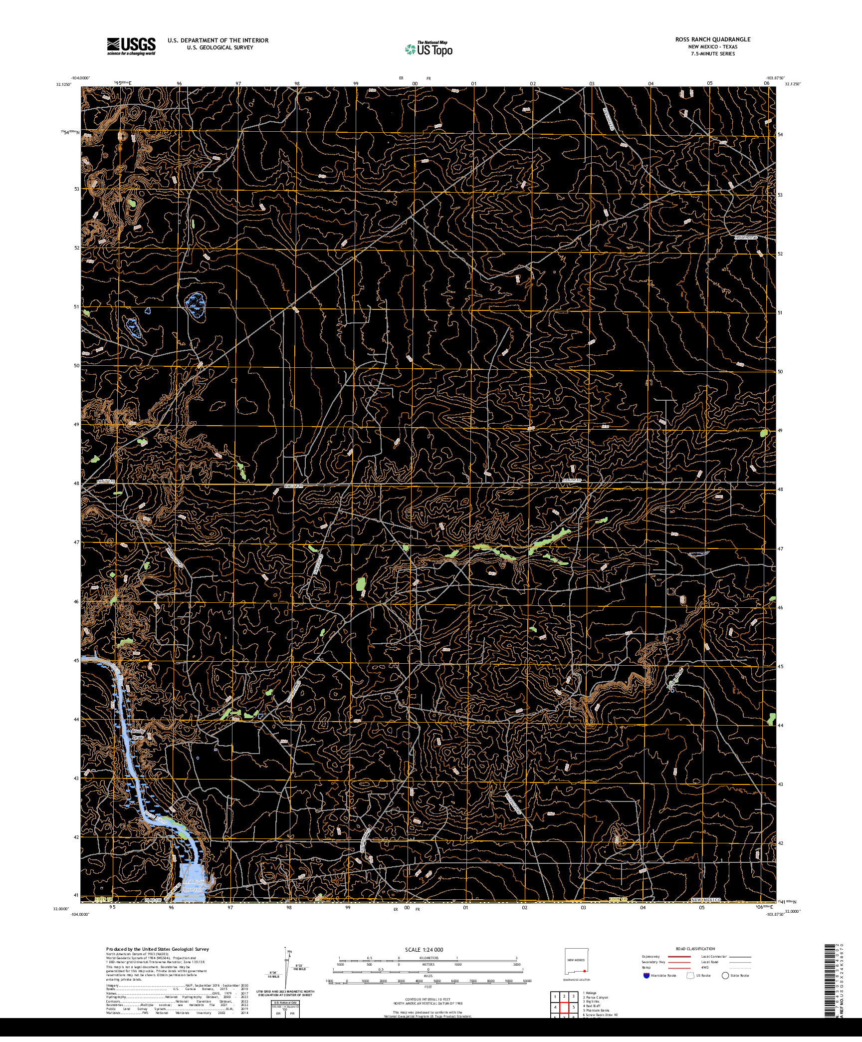 US TOPO 7.5-MINUTE MAP FOR ROSS RANCH, NM,TX