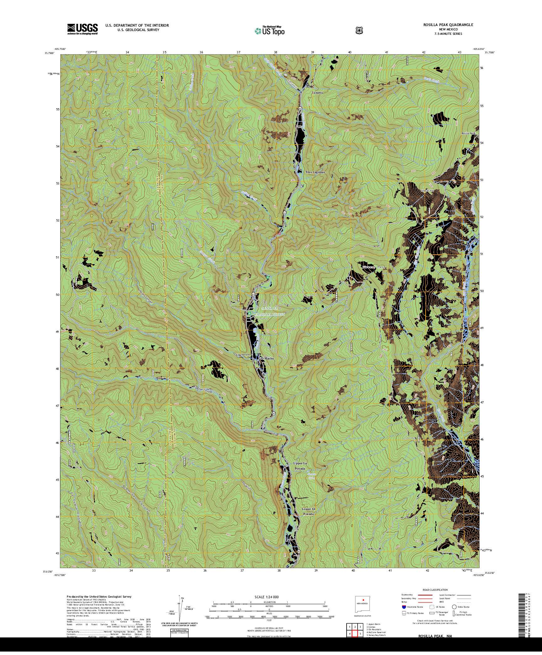 US TOPO 7.5-MINUTE MAP FOR ROSILLA PEAK, NM