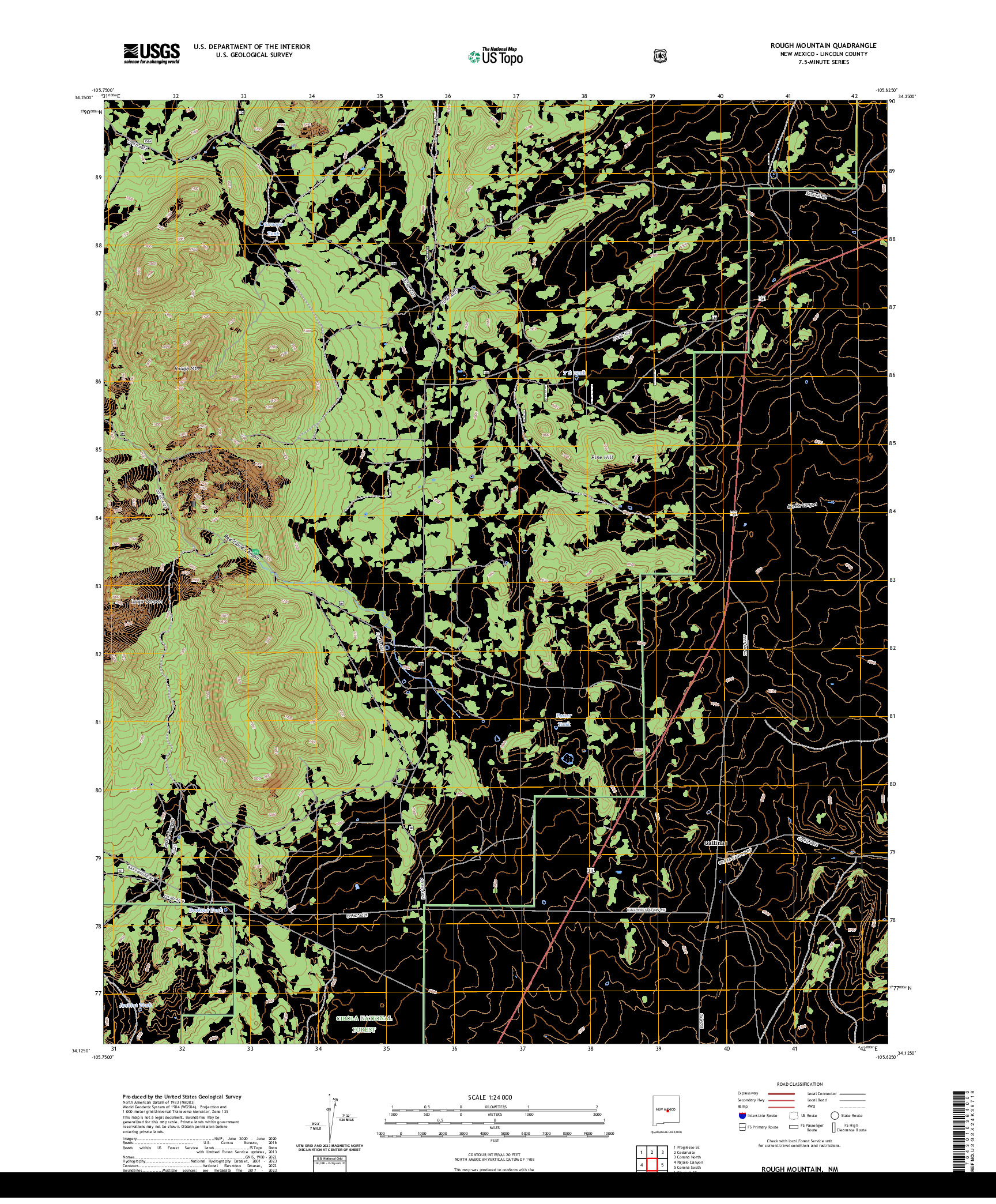 US TOPO 7.5-MINUTE MAP FOR ROUGH MOUNTAIN, NM