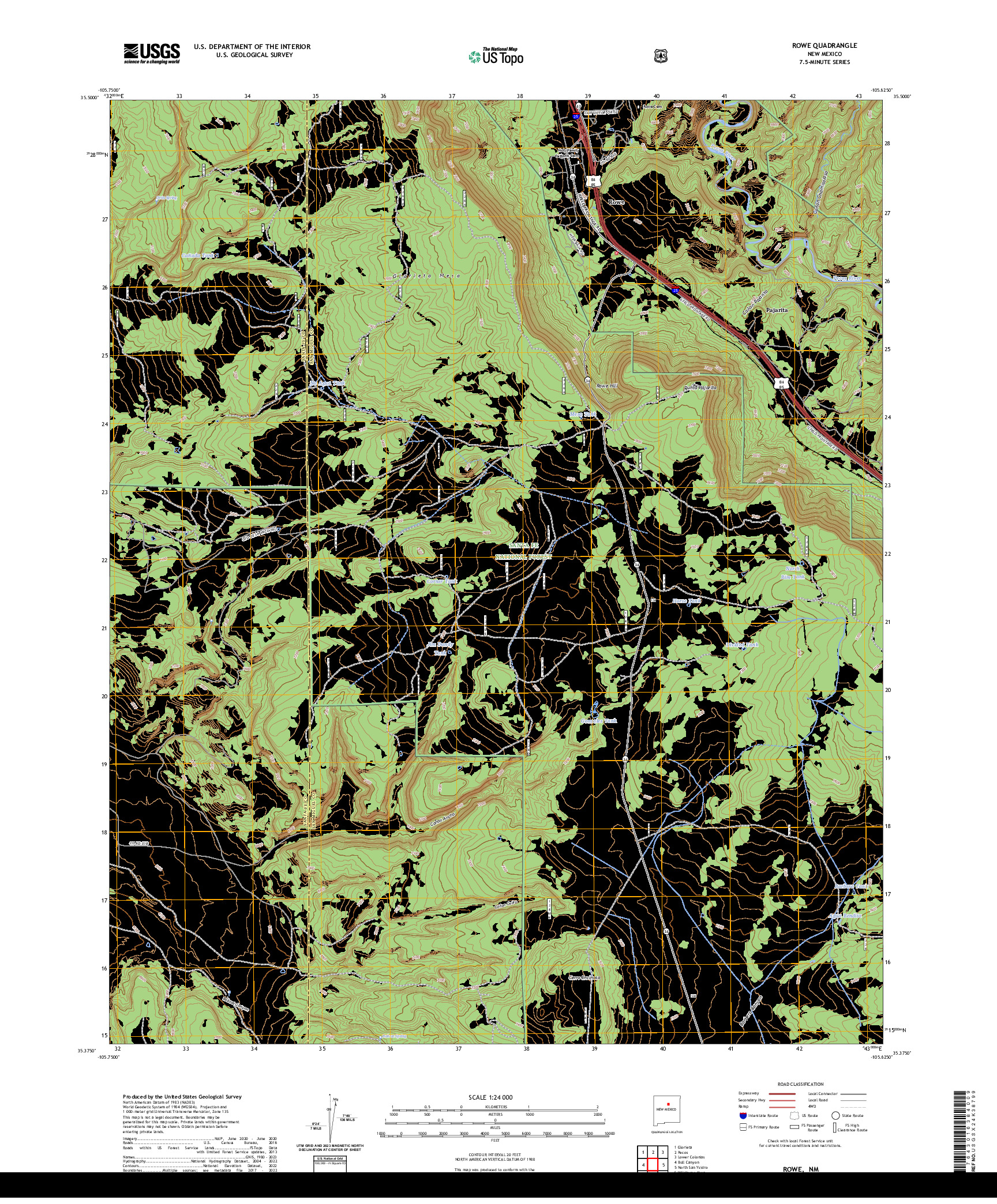 US TOPO 7.5-MINUTE MAP FOR ROWE, NM