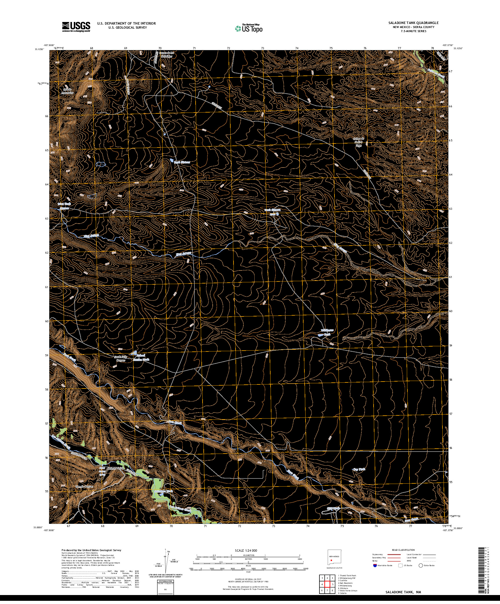 US TOPO 7.5-MINUTE MAP FOR SALADONE TANK, NM