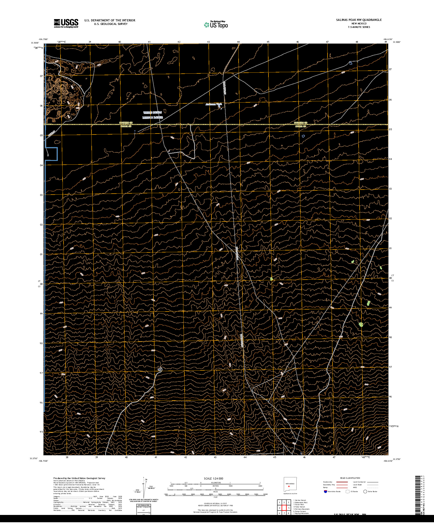 US TOPO 7.5-MINUTE MAP FOR SALINAS PEAK NW, NM