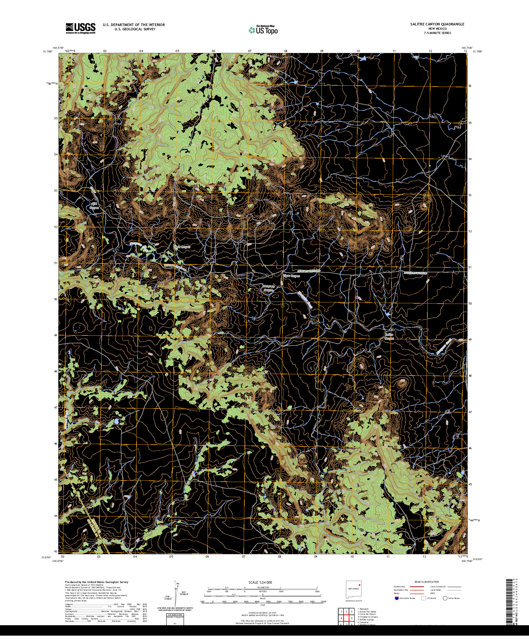 US TOPO 7.5-MINUTE MAP FOR SALITRE CANYON, NM