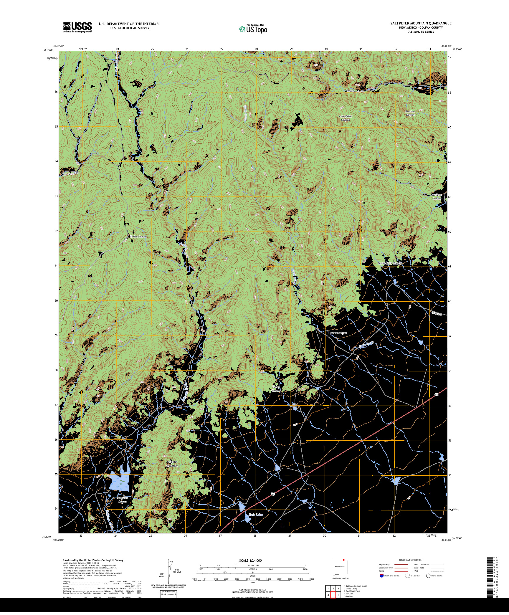 US TOPO 7.5-MINUTE MAP FOR SALTPETER MOUNTAIN, NM