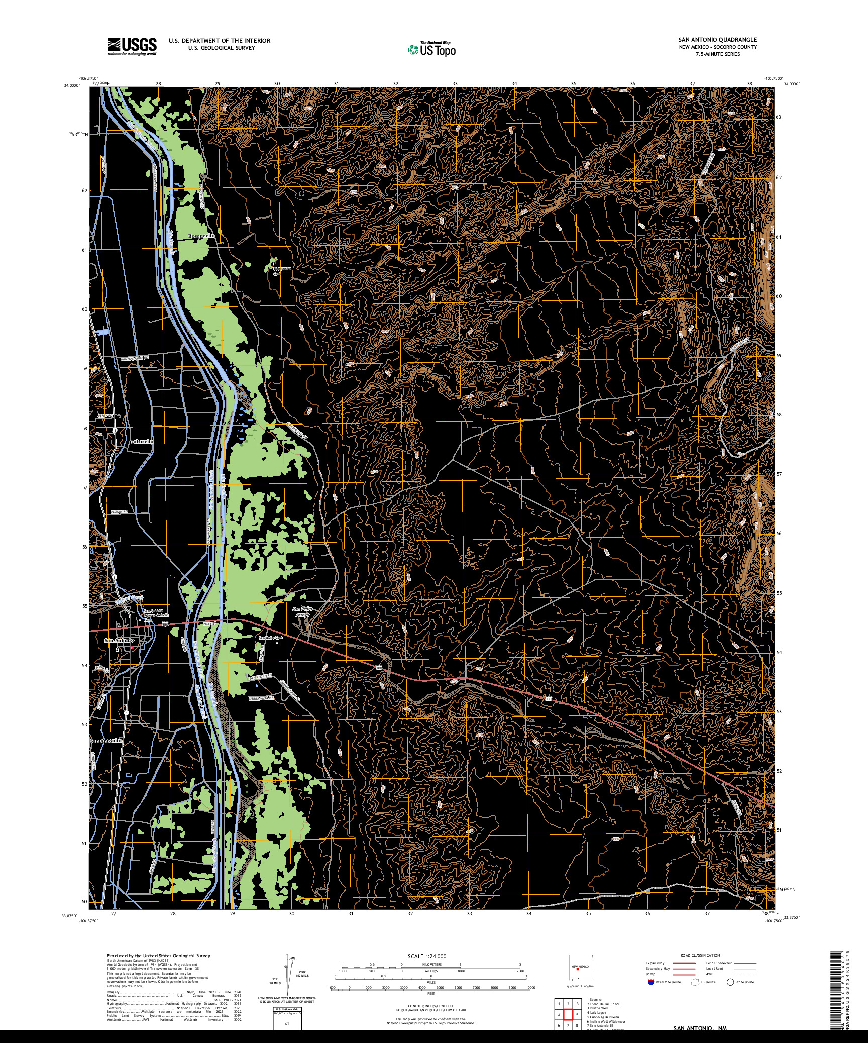 US TOPO 7.5-MINUTE MAP FOR SAN ANTONIO, NM