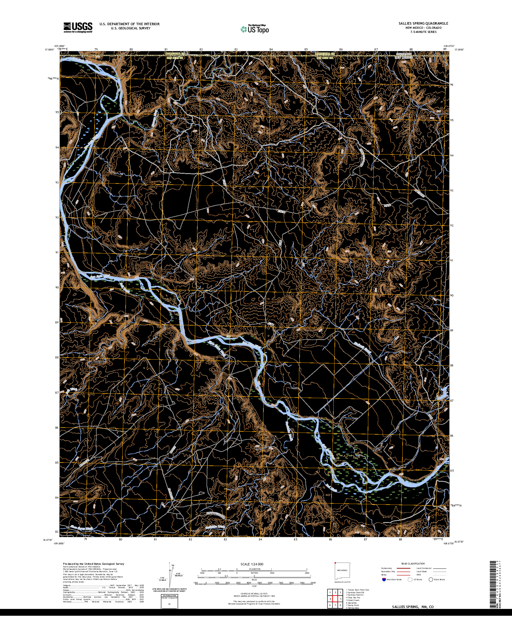 US TOPO 7.5-MINUTE MAP FOR SALLIES SPRING, NM,CO