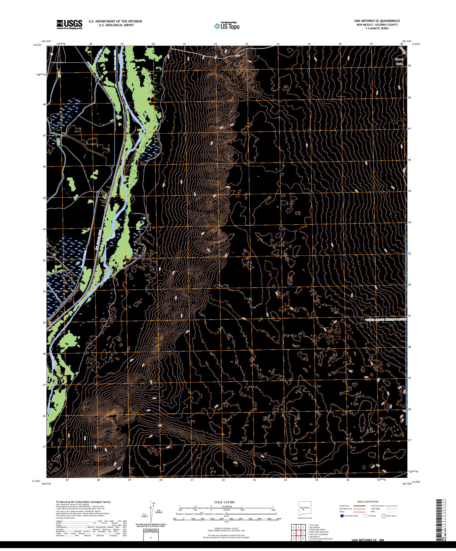 US TOPO 7.5-MINUTE MAP FOR SAN ANTONIO SE, NM