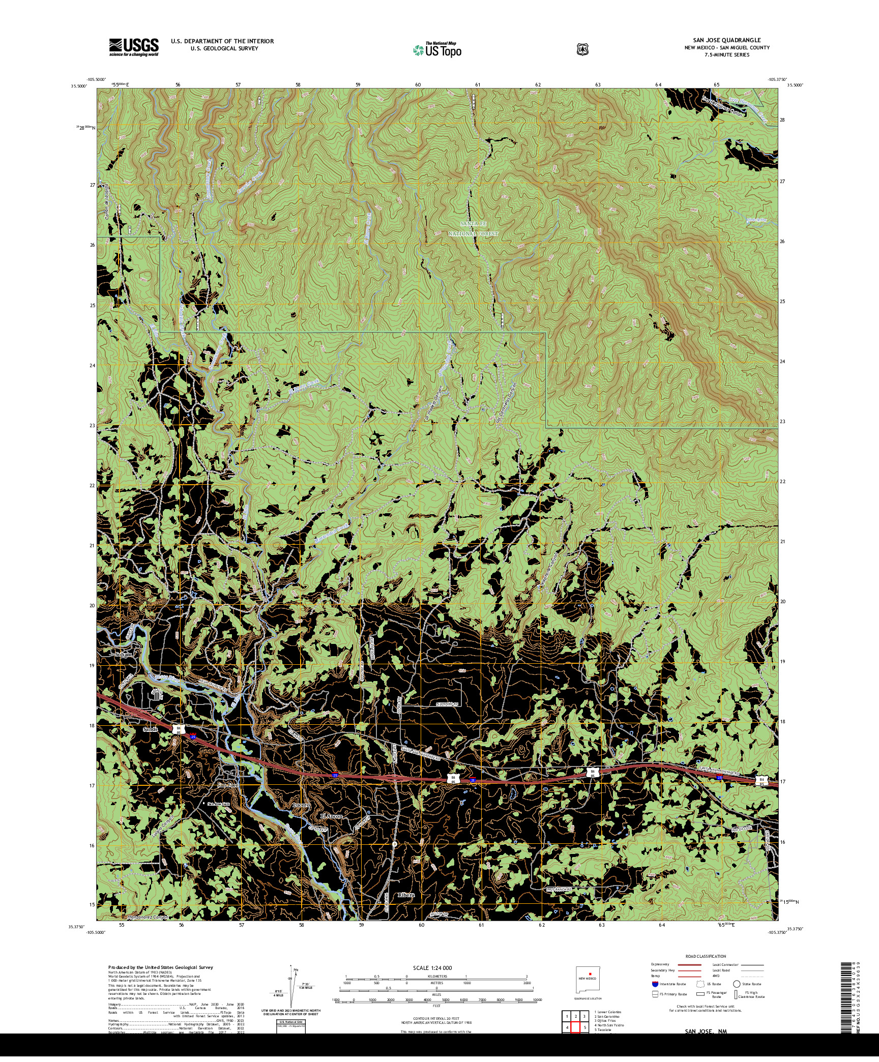 US TOPO 7.5-MINUTE MAP FOR SAN JOSE, NM