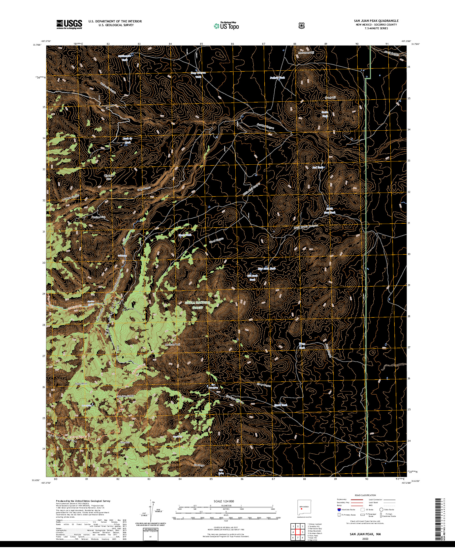 US TOPO 7.5-MINUTE MAP FOR SAN JUAN PEAK, NM