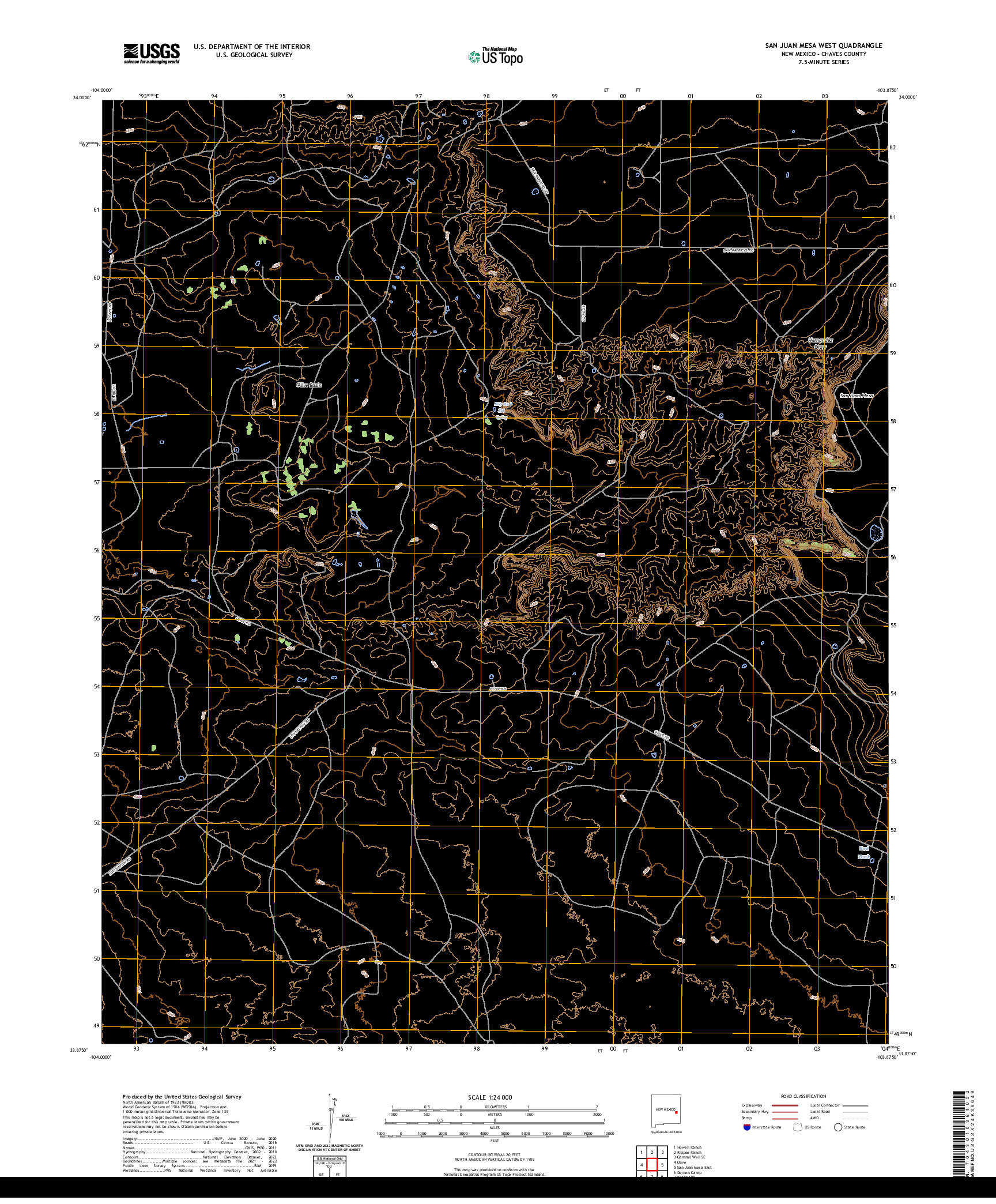 US TOPO 7.5-MINUTE MAP FOR SAN JUAN MESA WEST, NM