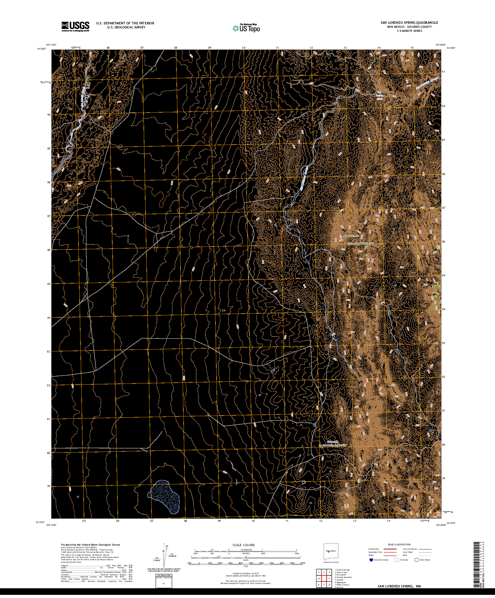 US TOPO 7.5-MINUTE MAP FOR SAN LORENZO SPRING, NM