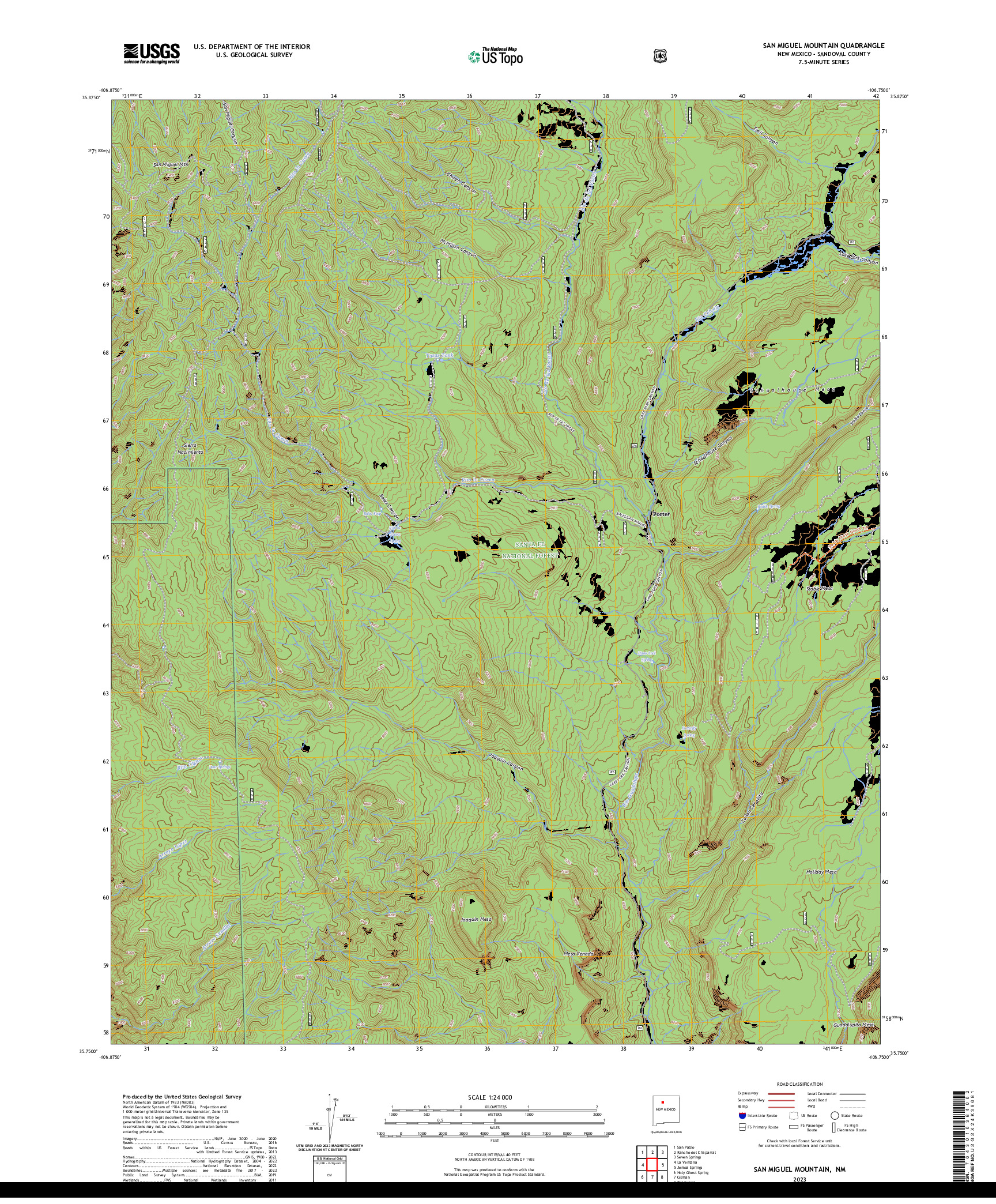 US TOPO 7.5-MINUTE MAP FOR SAN MIGUEL MOUNTAIN, NM