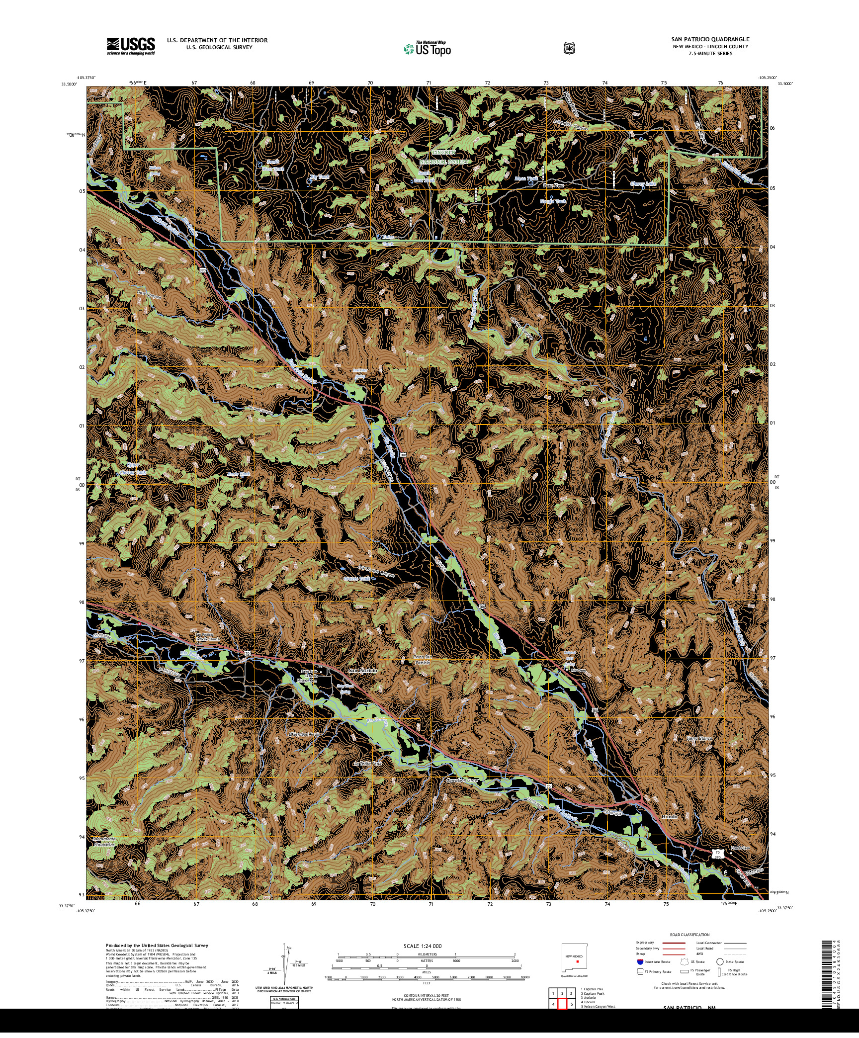 US TOPO 7.5-MINUTE MAP FOR SAN PATRICIO, NM