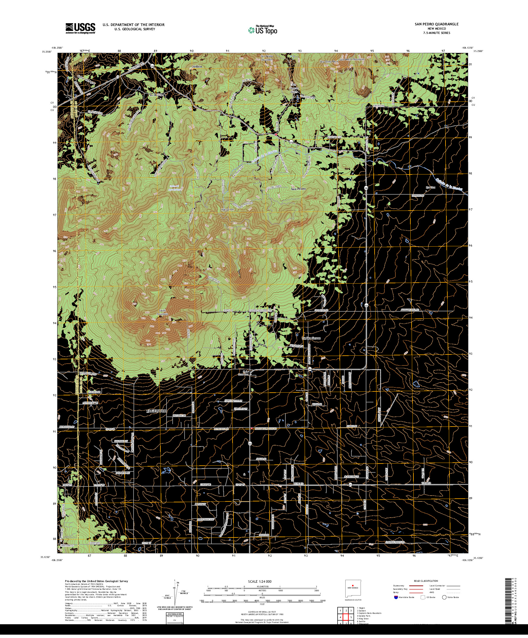 US TOPO 7.5-MINUTE MAP FOR SAN PEDRO, NM